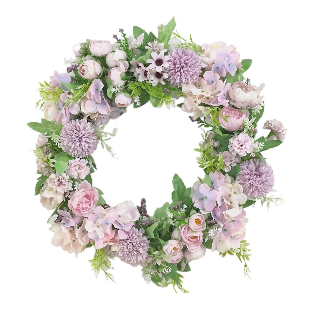 Colcolo 40cm Blumenkranz, Seidenblumen Kunstblumen Türkranz Wandkranz Dekoration für Zuhause, Hochzeit, Party - Hell Lila
