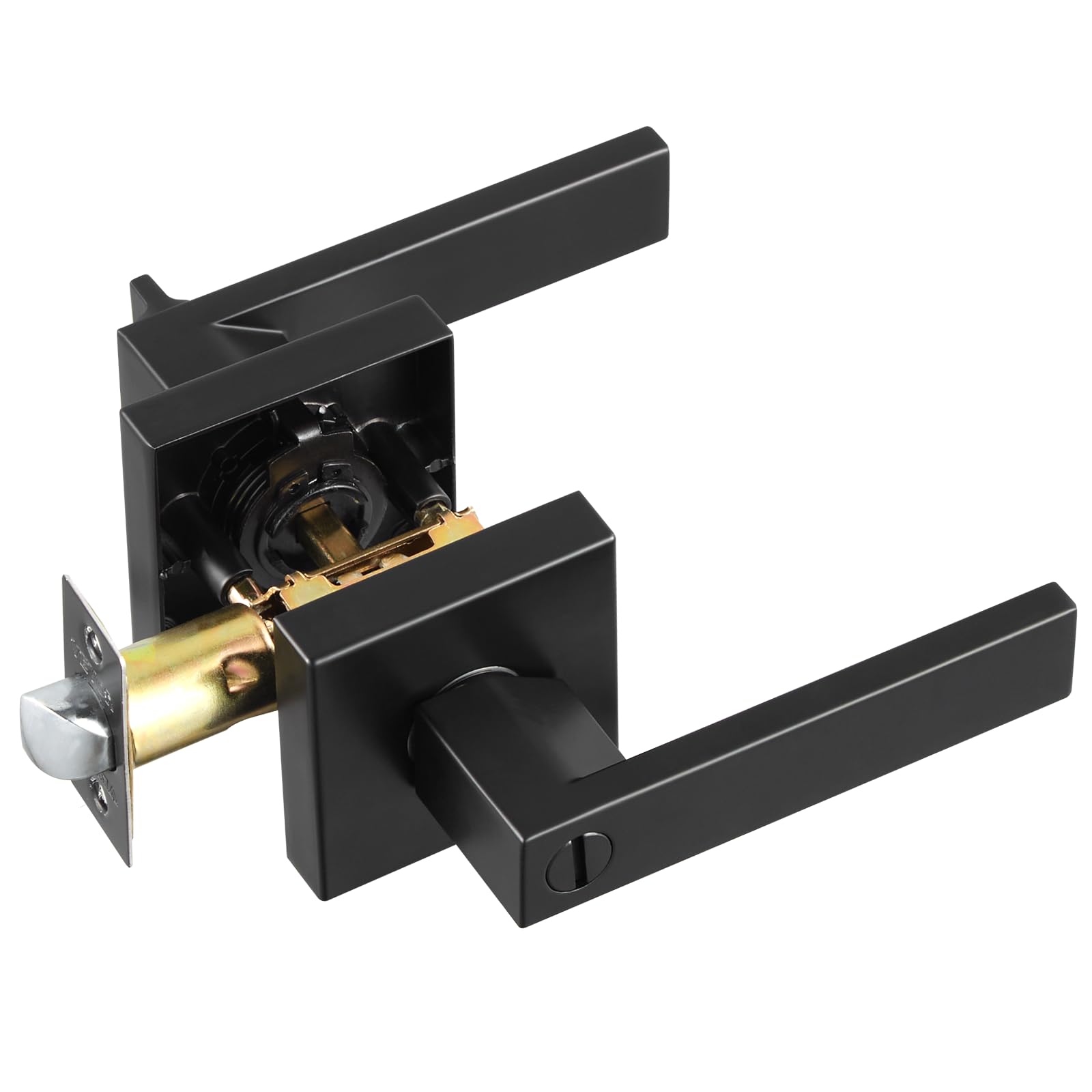 VEVOR Poignées de Porte Intérieure 5 Paires, Poignée de Porte à Condamnation avec Béquille Réversible Droite-Gauche, Verrouillage sans Clé, Rotation 45° pour Ouvrir, Salle de Bains Toilette, Carré