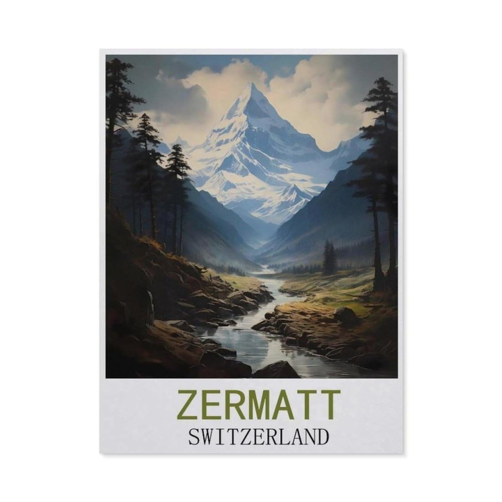 BEAYODKP 5D Diamond Painting，Zermatt Switzerland Vintage Travel Posters，Diamond Embroidery Cross Stitch（30 x 40 cm/11.81 x 15.74 inches）-CP25