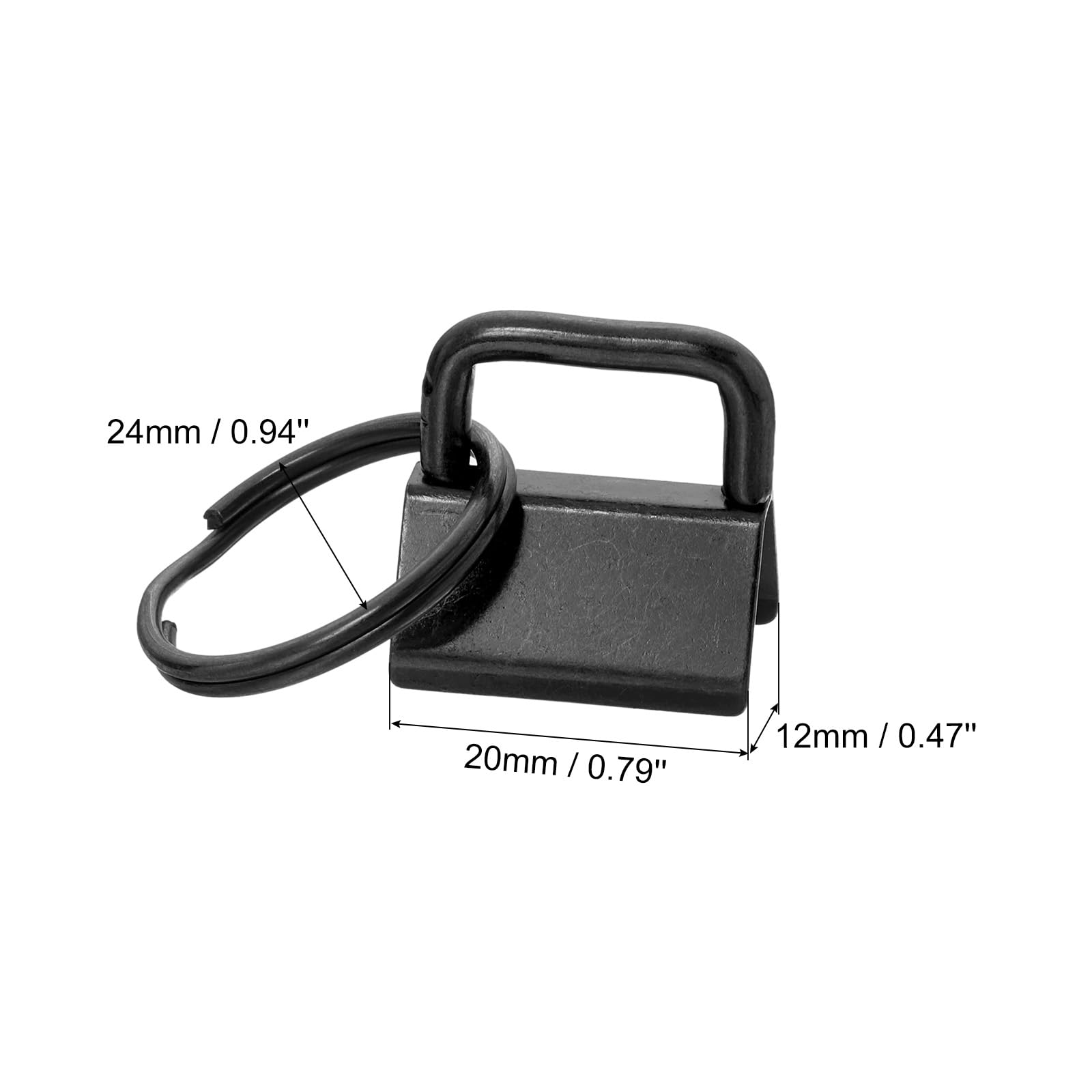 uxcell 20Pcs 20mm/ 0.8-inch Key Fob Hardware with Keychain Ring for Bag Webbing Wristlets Lanyards, Black - Image 2