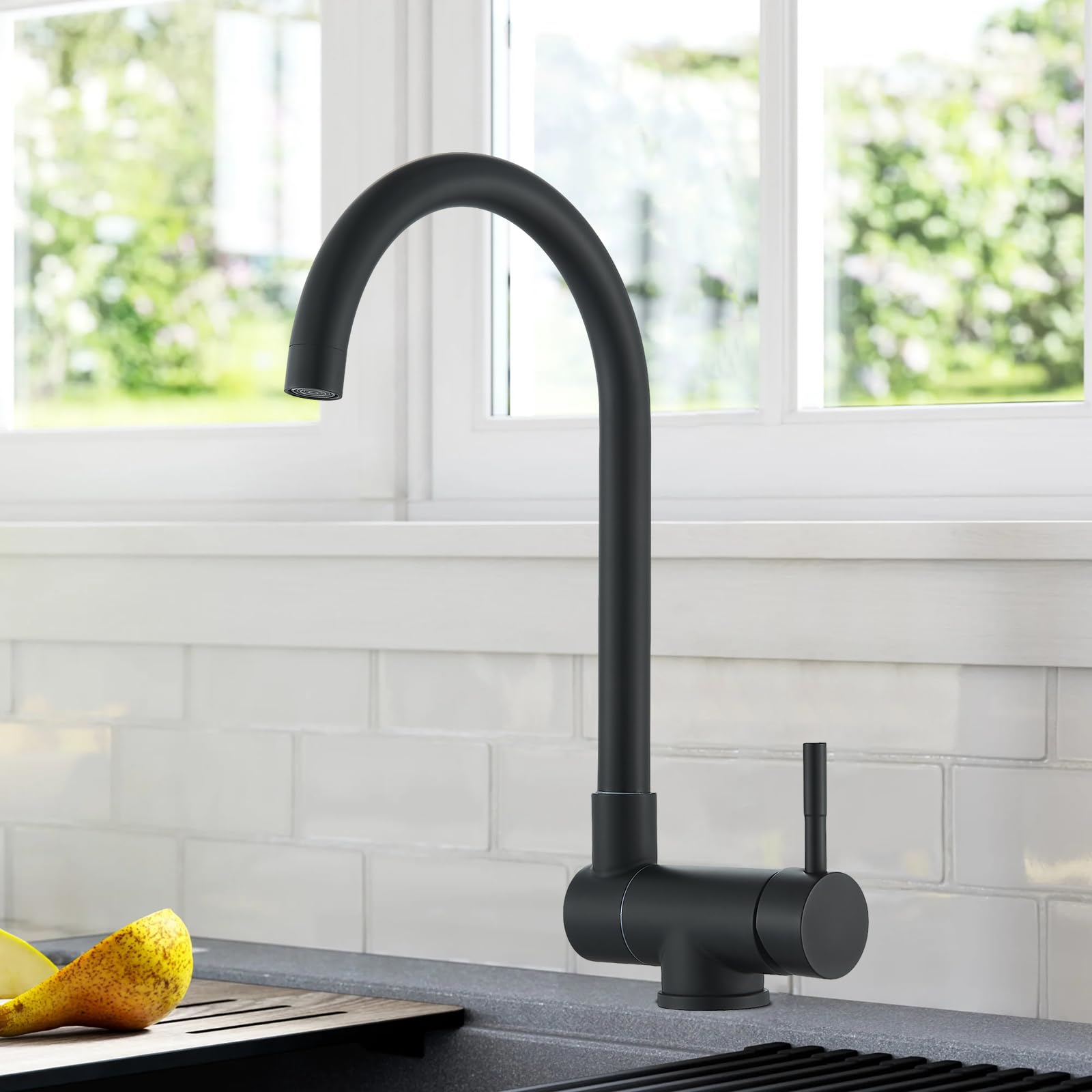 Grifo de cocina plegable, mezclador giratorio de 360°, mezclador de cocina, grifo plegable de acero inoxidable, color negro