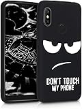 kwmobile Funda para Xiaomi Redmi 6 Pro/Mi A2 Lite - Carcasa de [TPU] para m?vil y dise?o Don't Touch my Phone en [Blanco/Negro]