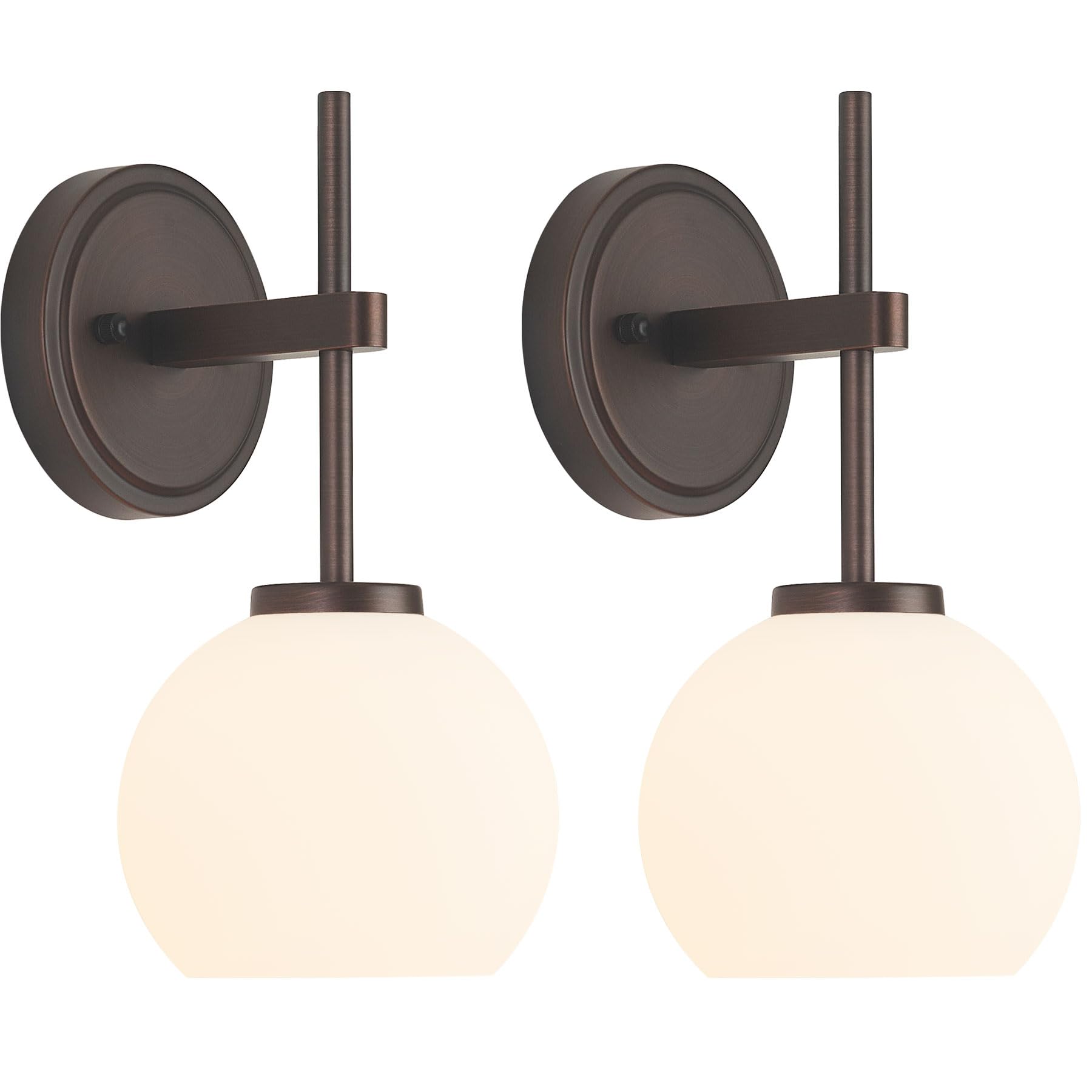 Photo 1 of Oil Rubbed Bronze Wireless Rechargeable Wall Sconces Set of 2, Battery Operated Wall Lights with Remote Control, LED Dimmable Wall Lamp with Opal White Glass Shade, 12 Colors RGB & 3 CCT Bulb