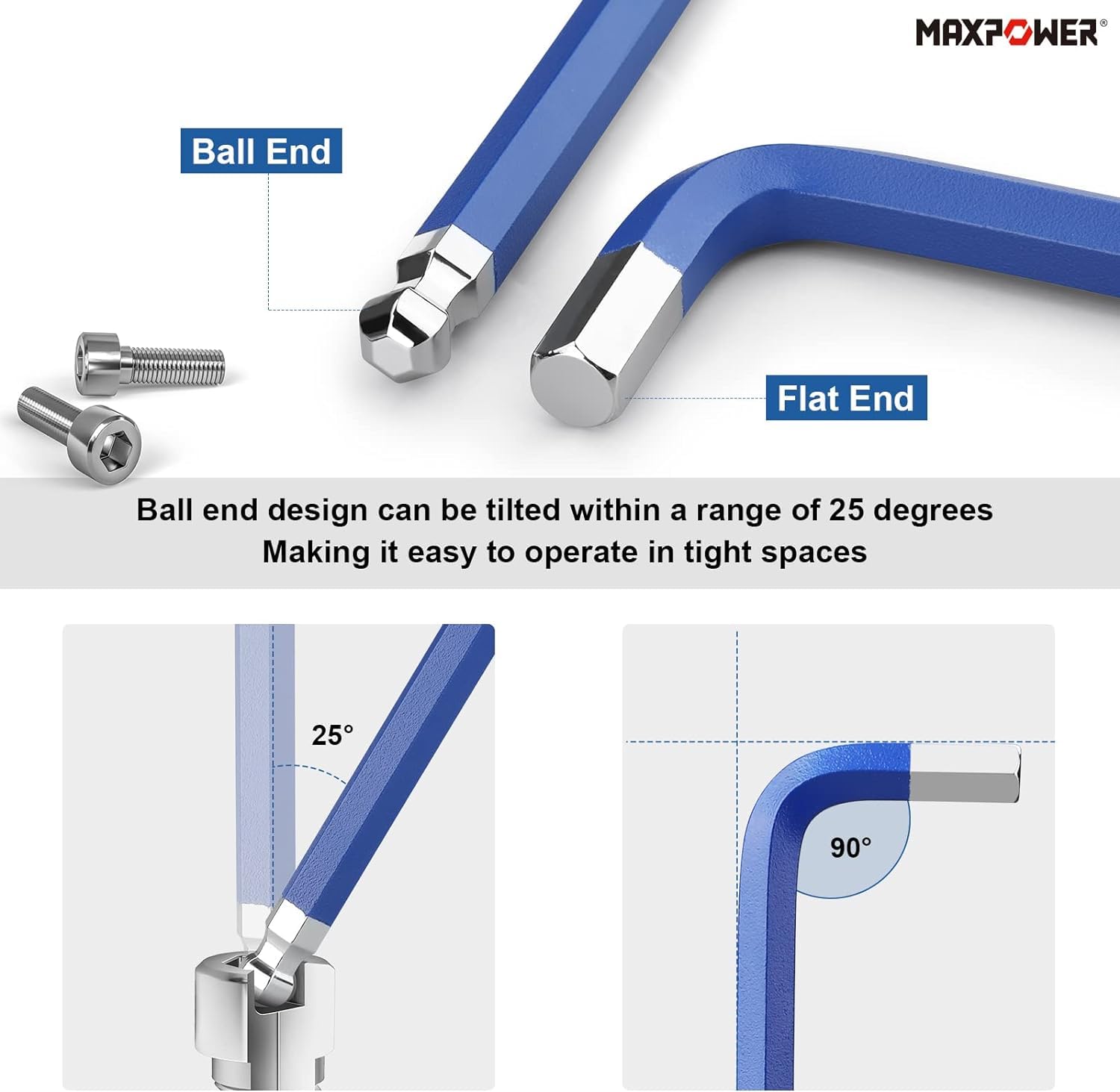Set 18 Pezzi Chiavi A Brugola Metriche E Pollici - Chiavi Esagonali A Sfera Con Impugnatura A T Per Fai Da Te - Foto 5