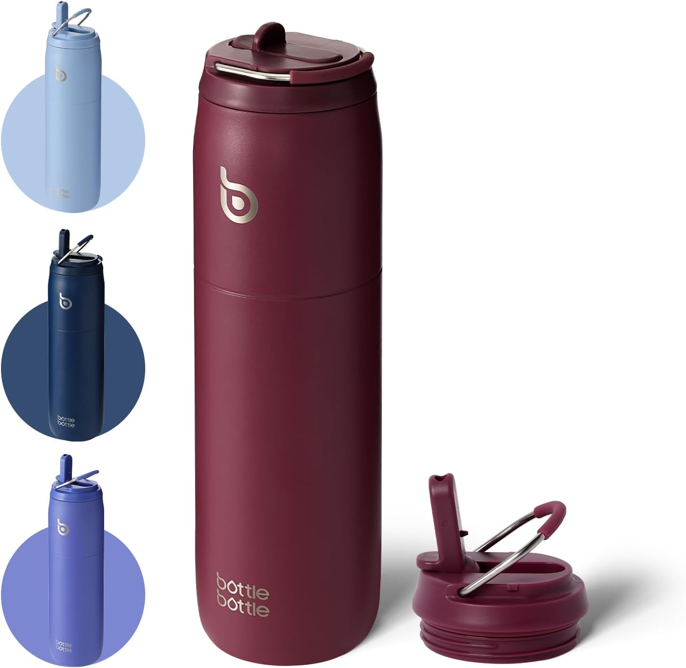 Stainless Steel Water Bottle with Straw and Lid, 32oz Vacuum Insulated Water Bottle Flask, Stay Cold for 24 Hrs, Hot for 12 Hrs, Leak-Proof Wide Mouth Sports Water Bottles for School,red