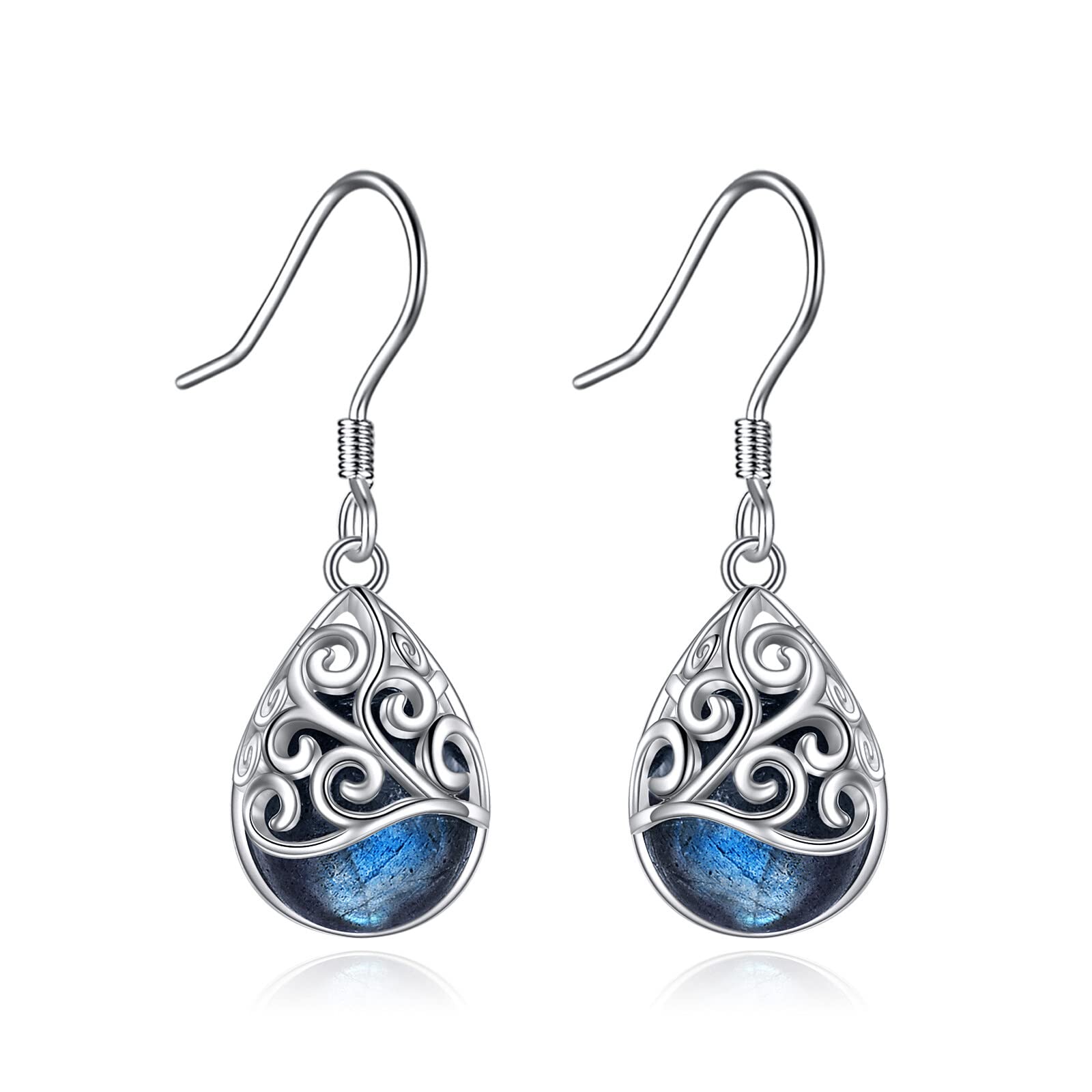 VONALAFiligree Tear Drop Earrings Celtic Knot Sterling Silver Earrings Jewellery Gifts for Women Girls, Sterling Silver