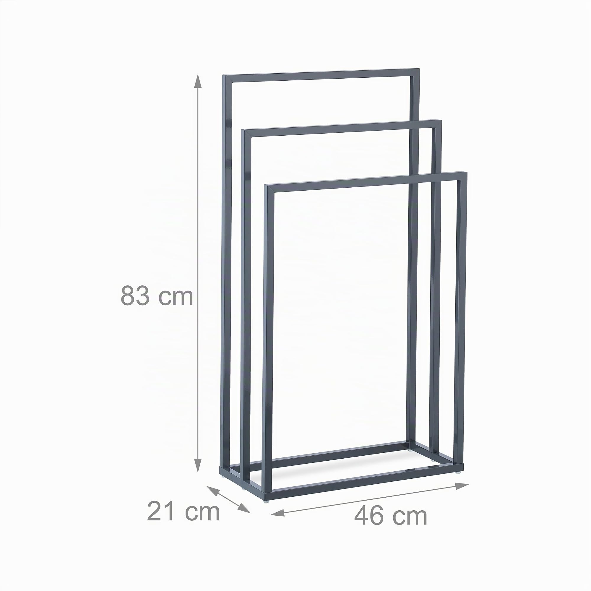 Relaxdays Piantana Portasciugamani, Autoportante con 3 Bracci, Acciaio, Appendi Asciugamani HLP 83x46x21 cm, Antracite