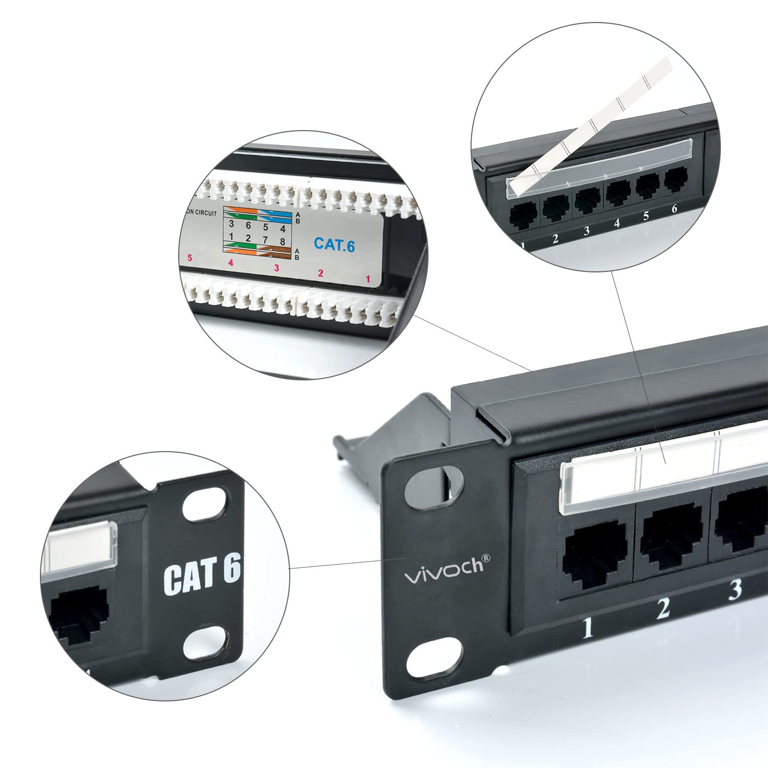 1U 24 Port Cat6 Frame Distribution Frame, UTP Ethernet Distribution Frame with RJ45 Cat6 Adapter Distribution Frame