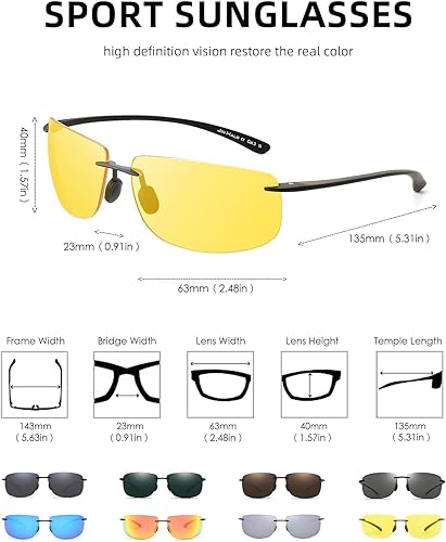 Miniatura 5 de JIM HALO Lentes de sol deportivos para hombres y mujeres, TR90 sin montura para correr, pescar, ciclismo, conducción