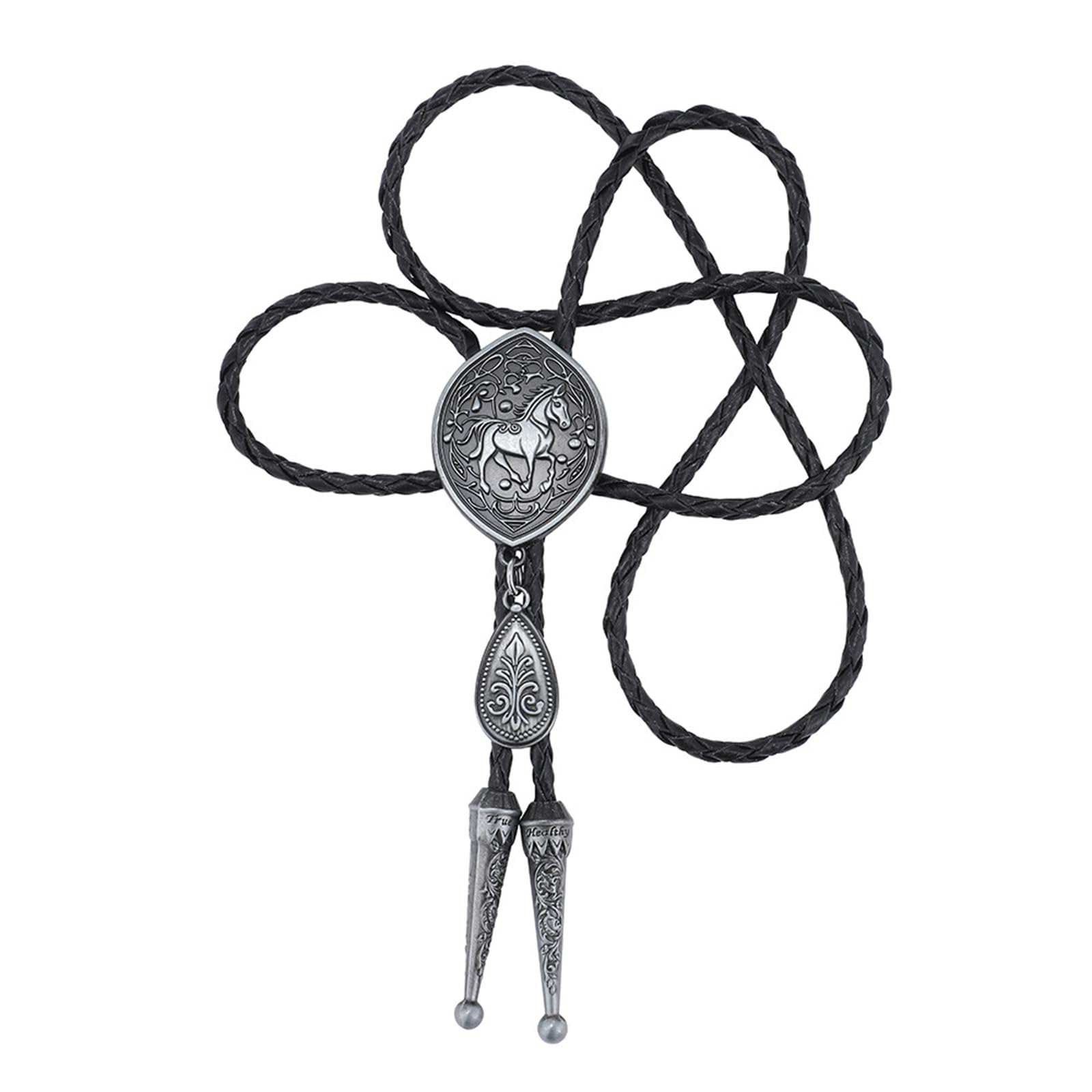 MICFENY Adjustable Braided Leather Lariat Necktie For Men And Women Intricate Western Carving Design