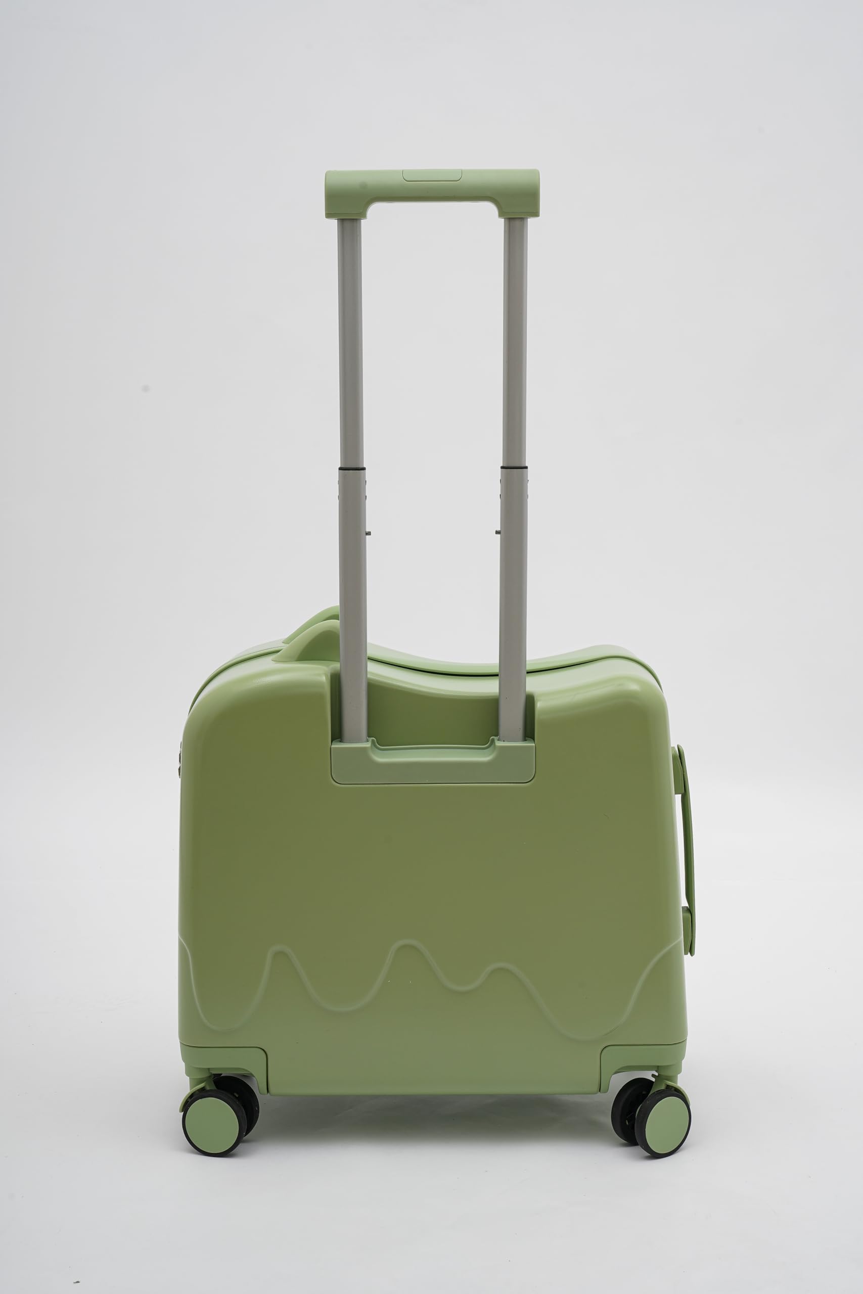 18 Zoll Kinderkoffer zum Draufsitzen, 37L Kindergepäck Trolley zum Reisen,Hartschale Reisegepäck 45.5 * 23 * 43.5cm,mit Passwortsperre und Höhenverstellbare Deichsel (Olivengrün)