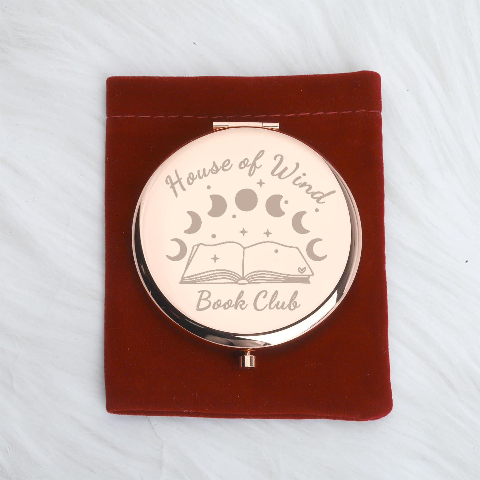 Bücherwurm-Spiegel Mit Gravur 'House Of Wind Book Club' - Geschenk Für Leseratten
