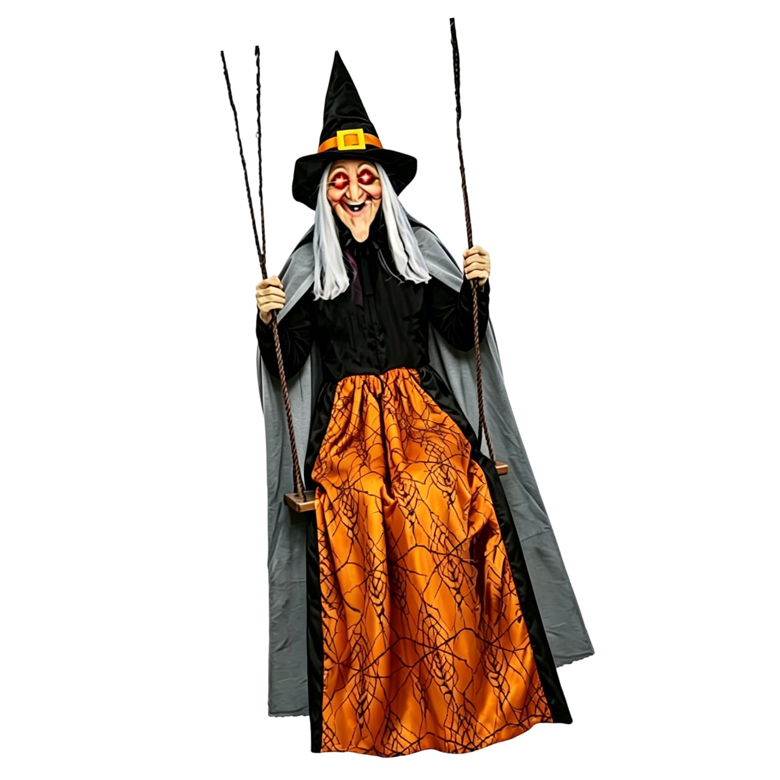 Garden Party Halloween Witch Swing Decoration with Sound and Light for Porch Yard Patio Outdoor Seasonal Display Halloween Witch Swing Decor Porch Yard Garden Patio Outdoor Party Display Light Sound