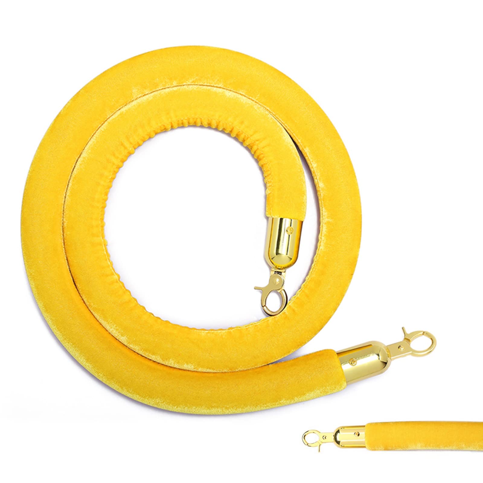 Guardrail rope， Barrier Ropes with Stainless Steel Hooks, Hospital/Bank Crowd Control Queue Stanchion Rope, for Hotel Celebration(Yellow,1M/39Inch/3.3Ft)