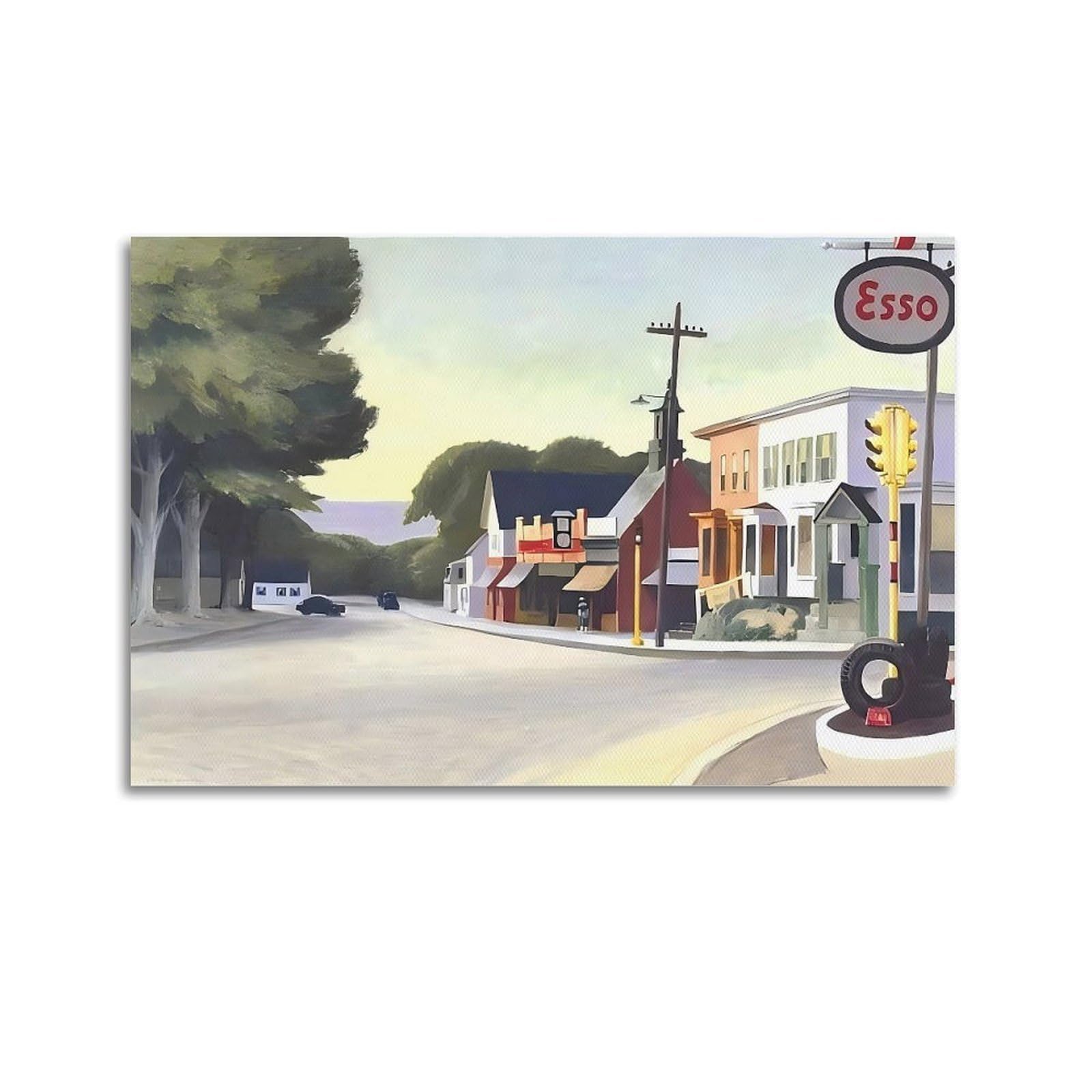 Sjwiner Unframe-Style Edward Hopper Painting Poster Canvas Vintage Aesthetic Design Painting For Living Room Bed Room 20X30inch(50X75cm)
