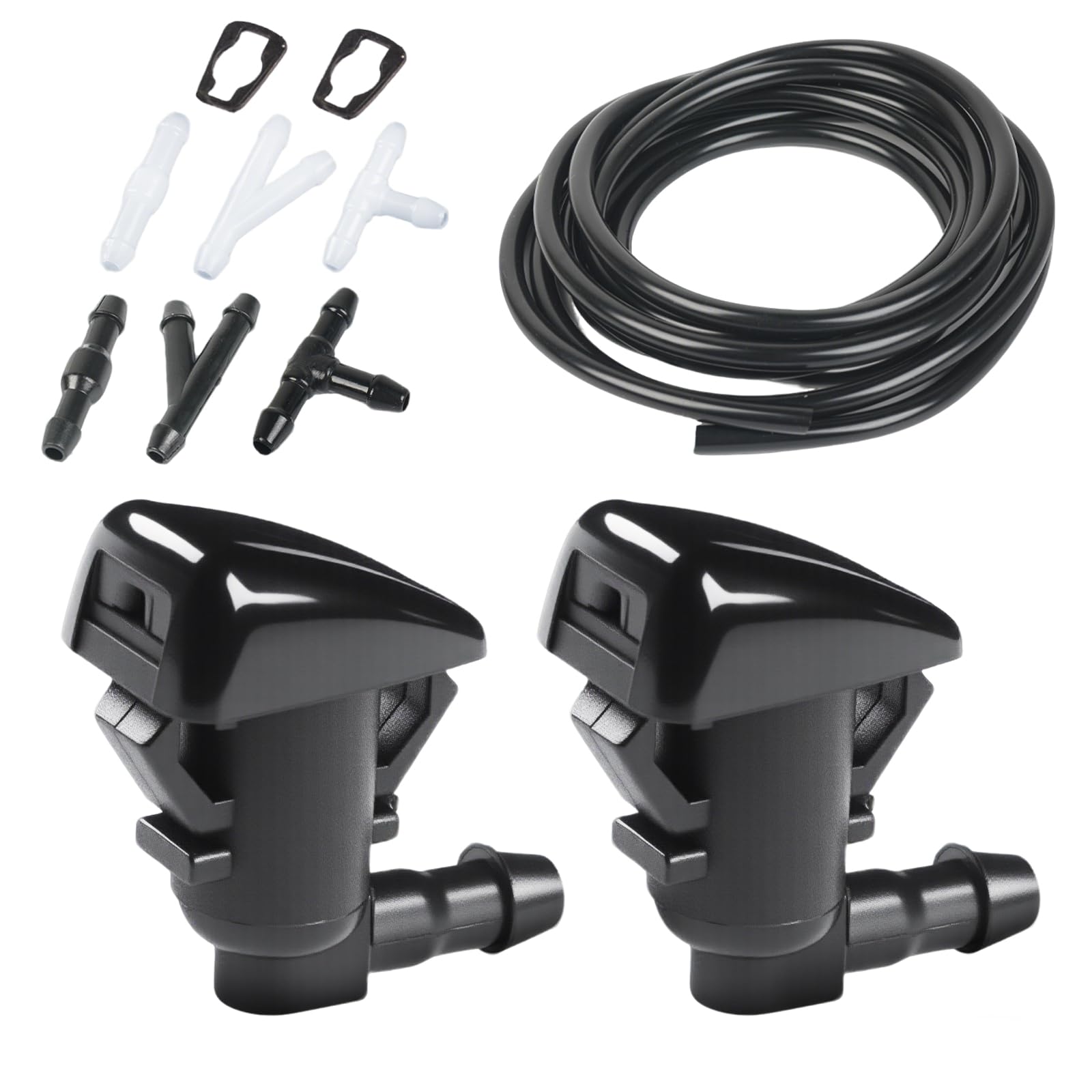 OTUAYAUTO Front Windshield Washer Nozzles Kit for 05-16 Jeep Grand Cherokee, 05-13 Chevy Malibu, 05-10 Pontiac G6, 07-10 Saturn Aura - Includes 3M Fluid Hose &amp; 6 Connectors OEM 55372143AB, 55079049AA