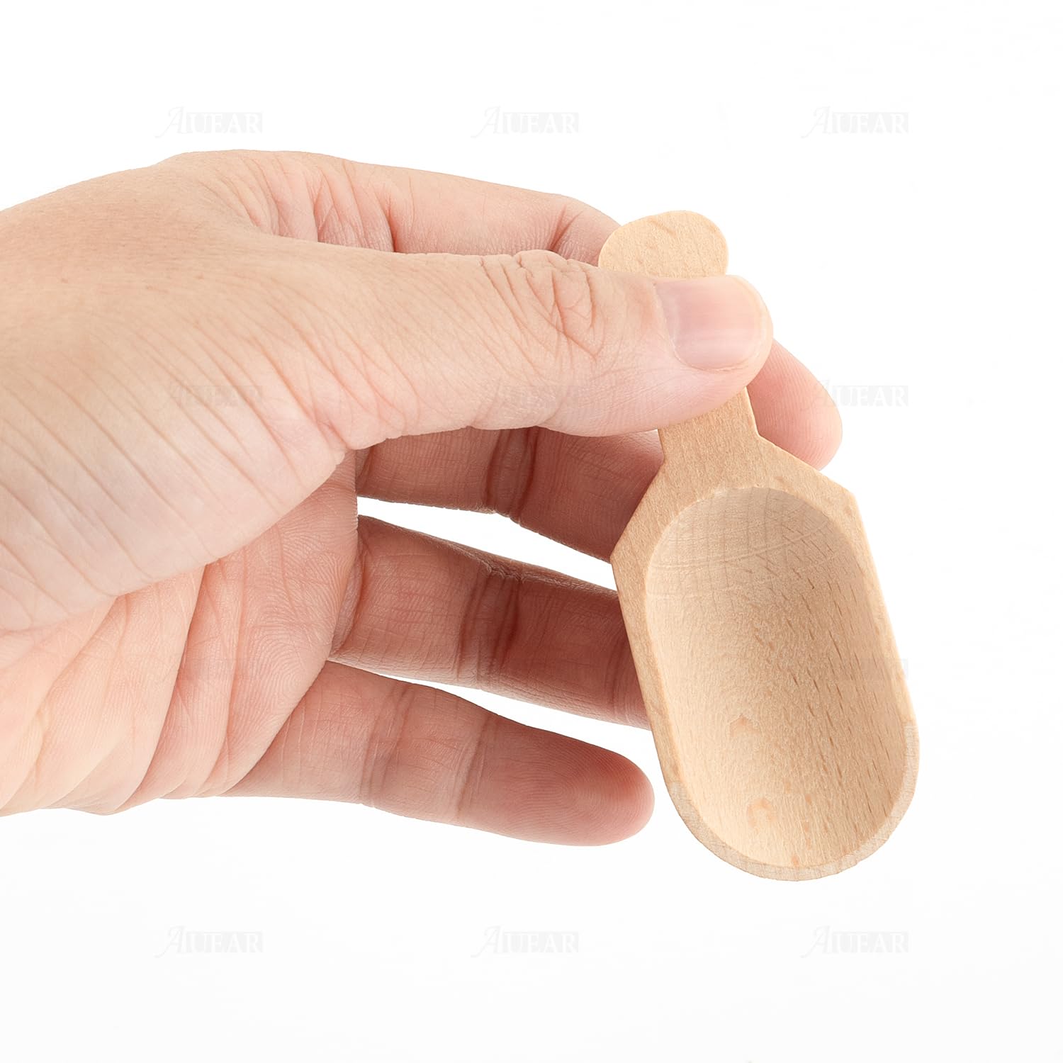 AUEAR, Mini drewniane łyżki, niepomalowana drewniana łyżka kuchenna na cukierki, przyprawy, imprezy, sole do kąpieli, niezbędne cukierki (20 szt., półuchwyt)