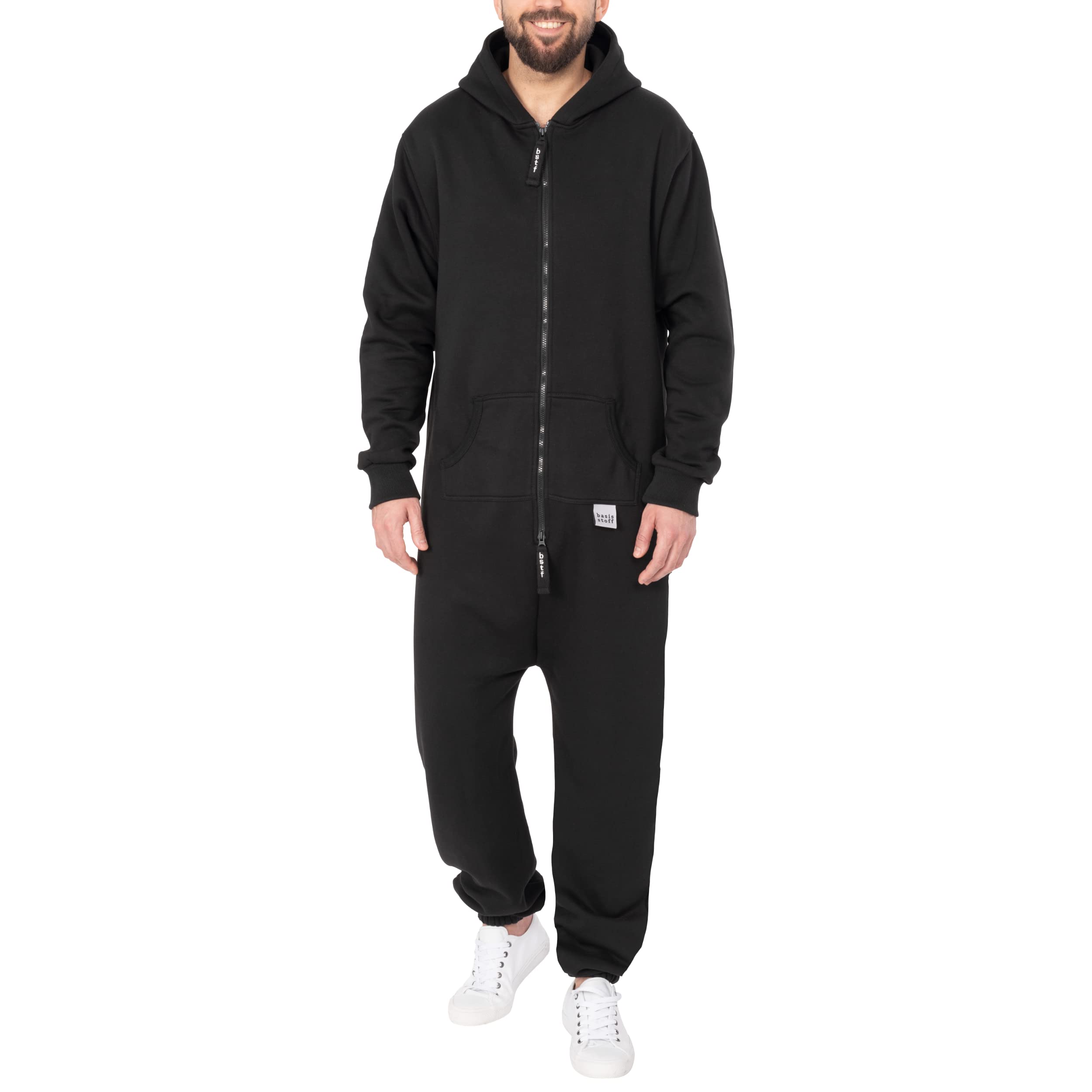 Basisstoff Sheesh Men's Jumpsuit Onesie Onesie Leisure Suit Cotton, black, L