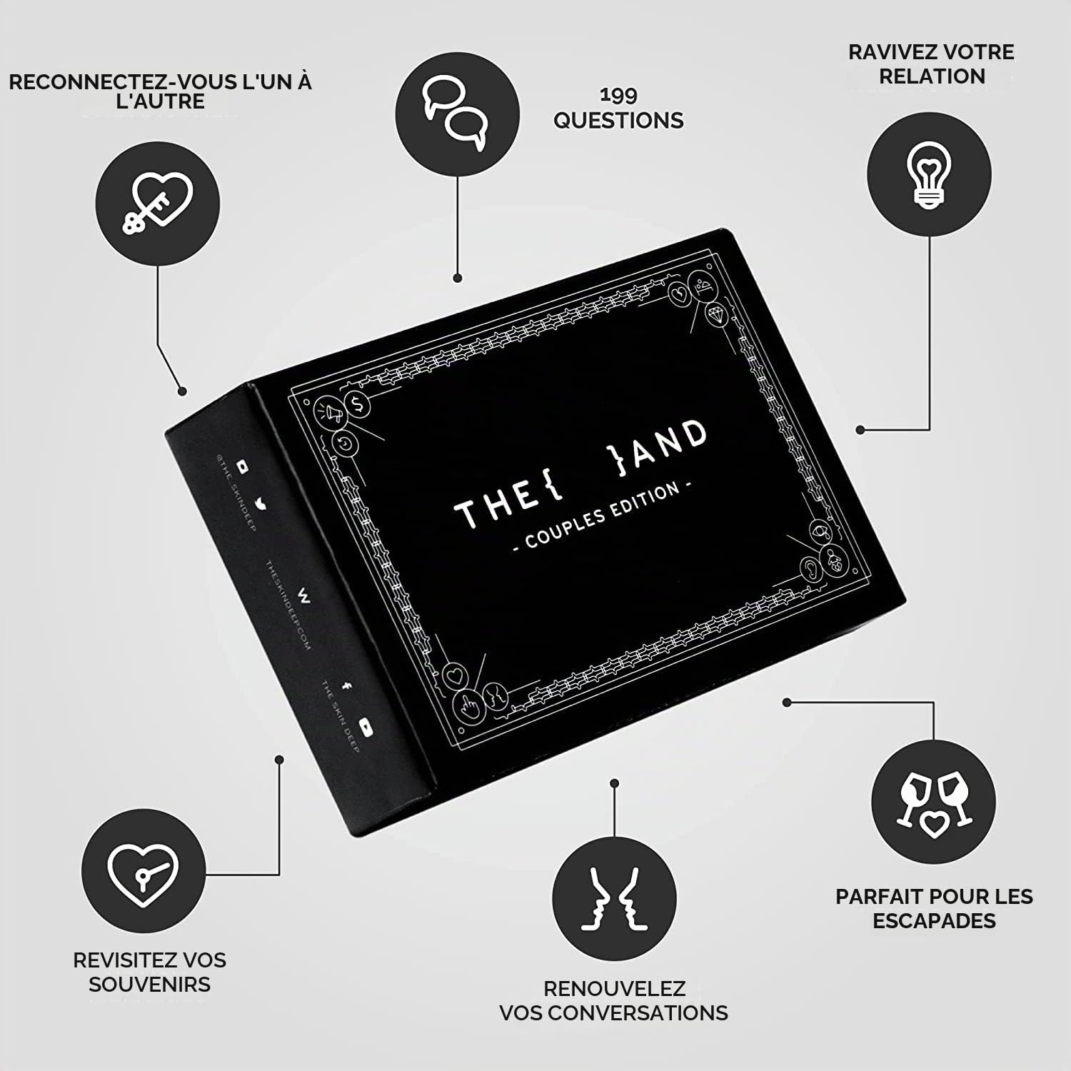 {THE AND} Édition Couples – 199 cartes de conversation significatives pour couples – Questions pour approfondir la connexion et construire des relations – Jeu de cartes pour couples intimes et