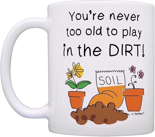 Miniatura 3 de Master Gardener Gifts You're Never Too Old to Play in Dirt - Regalos de jardinería para mujeres, taza de café de 11 onzas, taza de té, color blanco