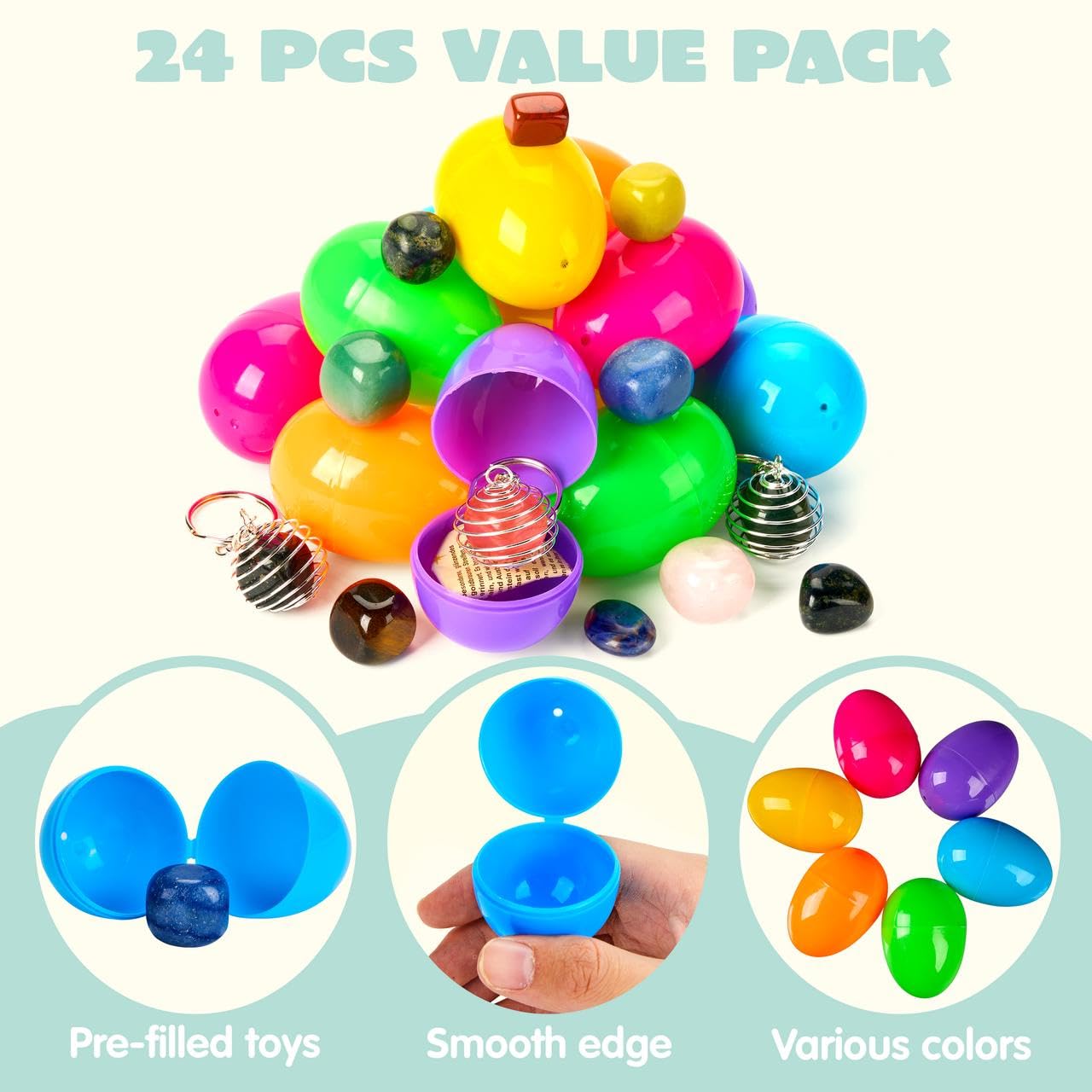JOYIN Huevos de Pascua con Piedras Preciosas 12 Unidades