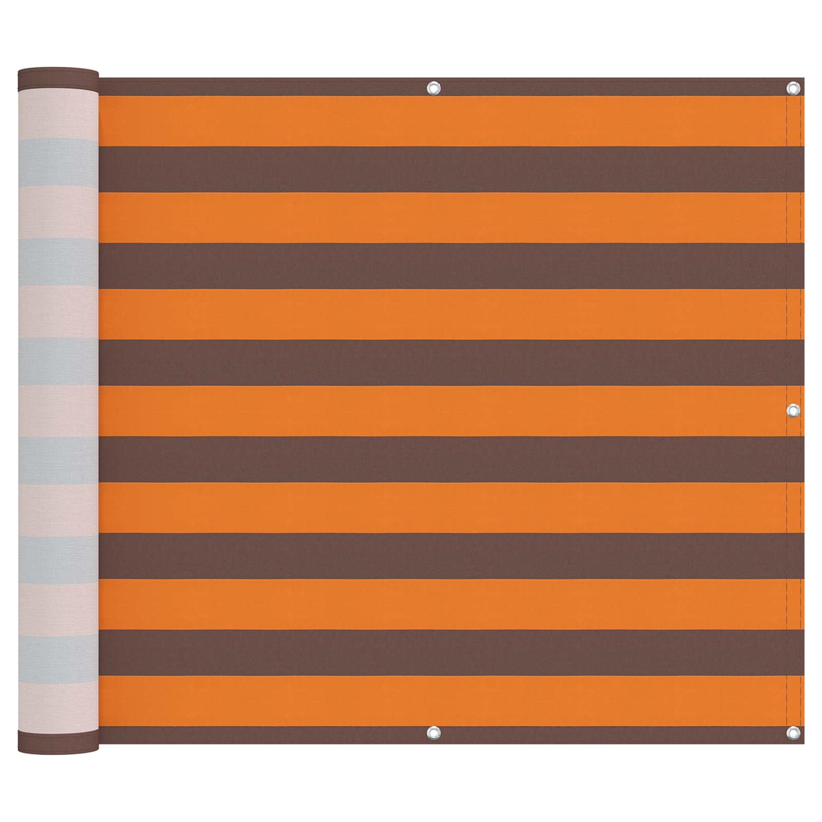 vidaXL Balcony Screen Orange and Brown 100 x 1000 cm Oxford Fabric, Balcony Shade Solution, Modern Striped Umbrella, UV-Resistant, Water-Resistant, Durable Terrace Sun Cover for Outdoor Spaces