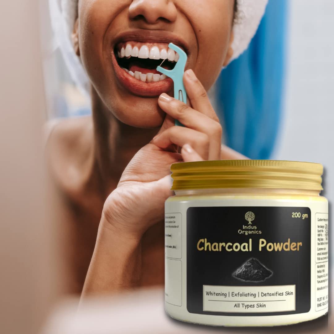 Indus Organics 100% Natural Activated Charcoal Powder 200gm Ideal for Skin, Detoxifies Skin, Impurities for All Skin Types 3