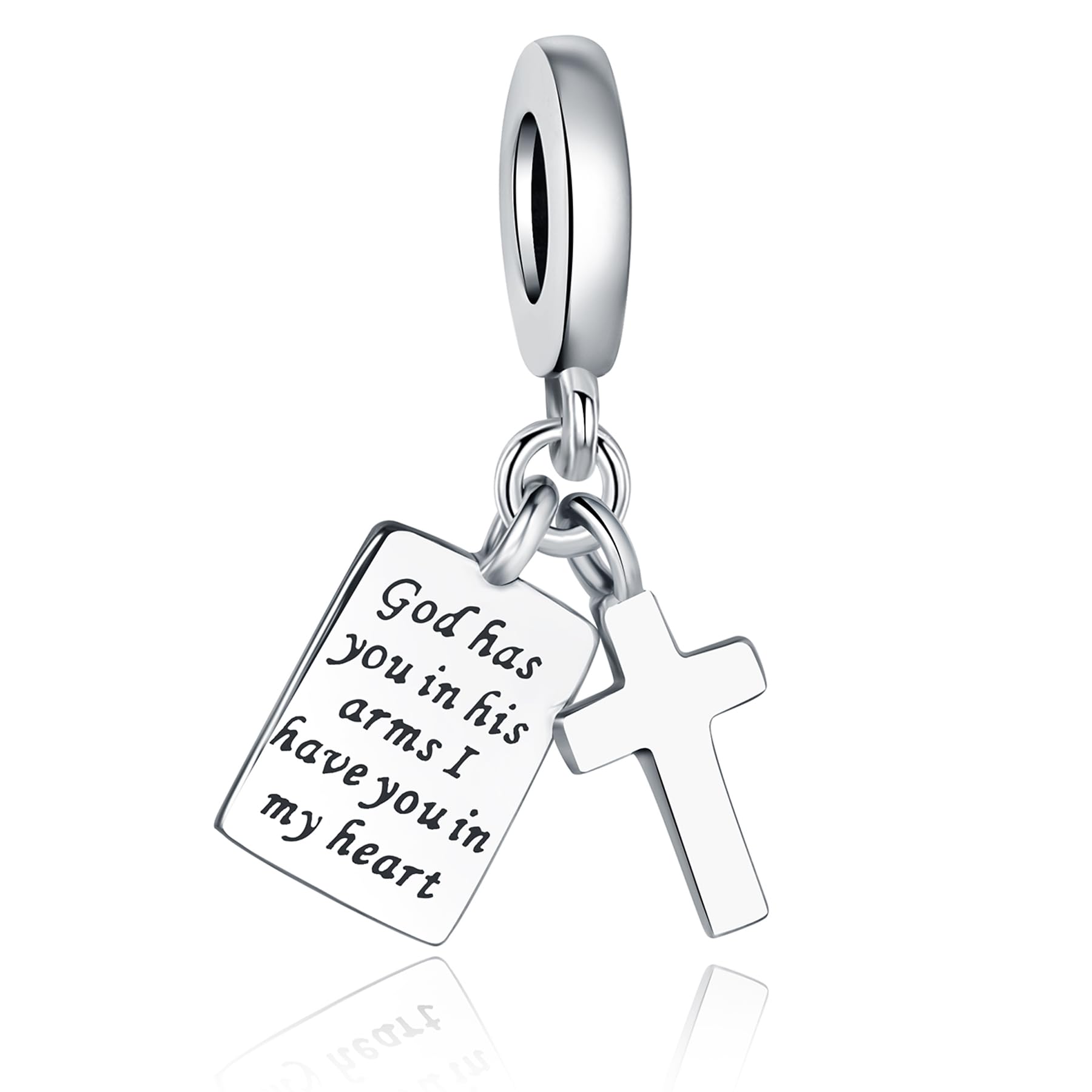 Linorui925 Sterling Silver Charms Fit Pandora Charms Bracelet God Has You In His Arms I Have You In My Heart Fit Wife Mother's Day Christmas Birthday Gift