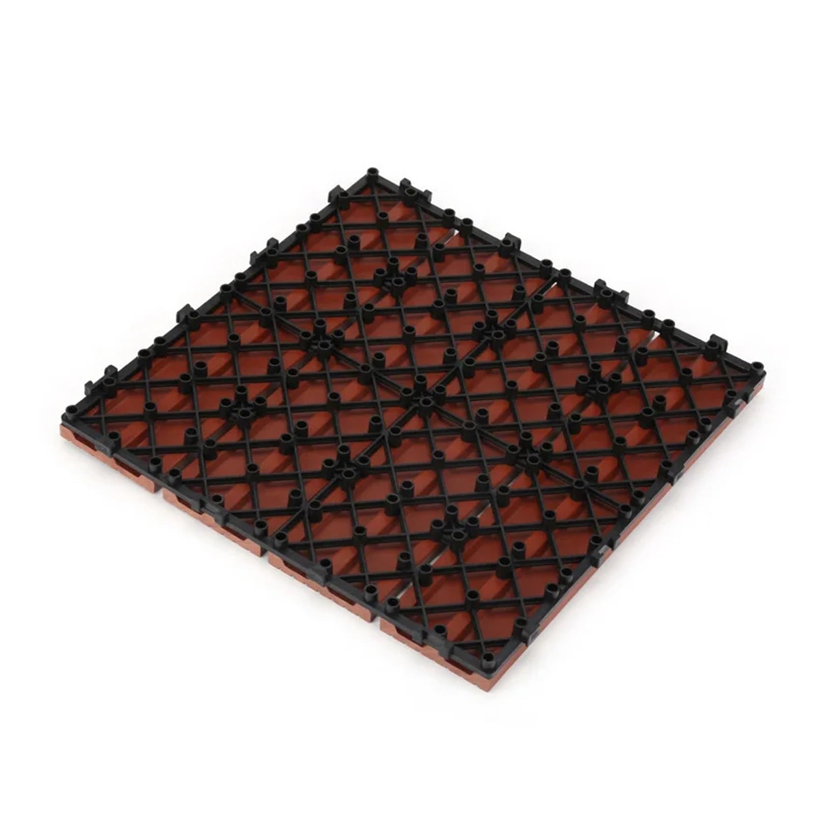 (11 piezas) Terraza exterior de WPC for bricolaje: piso compuesto de madera entrelazada for exteriores, ecológico, anticorrosión y a prueba de rayos UV(Brownish red)