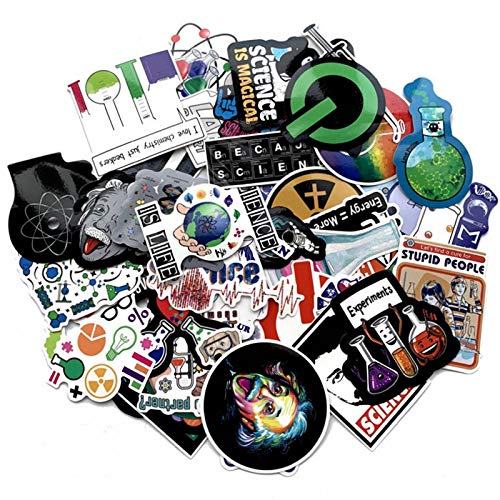 Preisvergleich Produktbild 50Pcs Science Chemistry Lab Astronautenaufkleber Blockchain Code Brain Scientists lustige Aufkleber für Kindergepäck Laptop Aufkleber