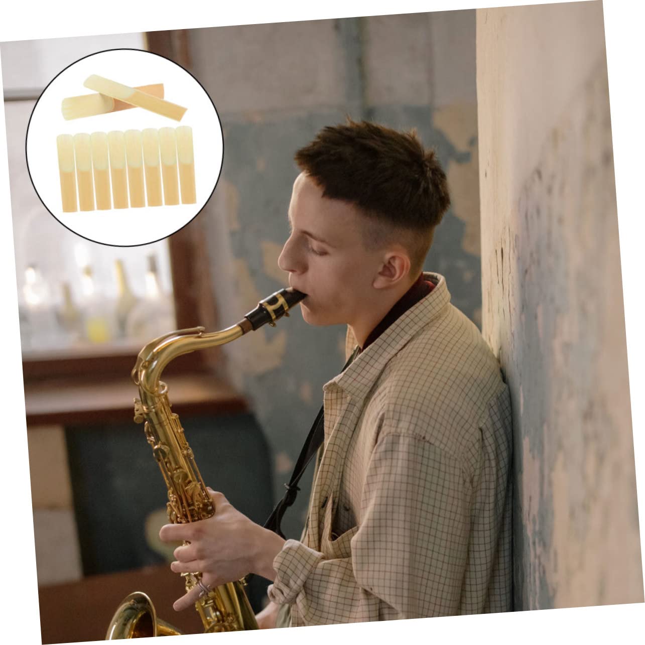ibasenice 40piezas Caña De Saxofón Principiantes De Repuestos De Natural Accesorios De Instrumento Musical Sonido Concentrado y Duradero
