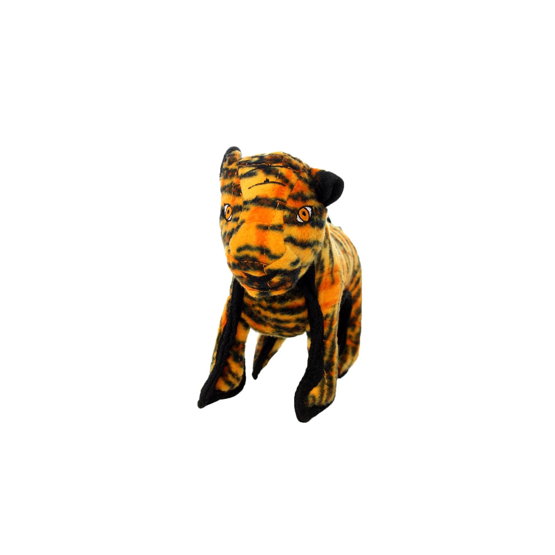 TUFFYWorld's Tuffest Soft Dog Toy - Zoo Junior Tiger - Multiple Layers. Made Durable, Strong & Tough. Interactive Play (Tug, Toss & Fetch). Machine Washable & Floats.