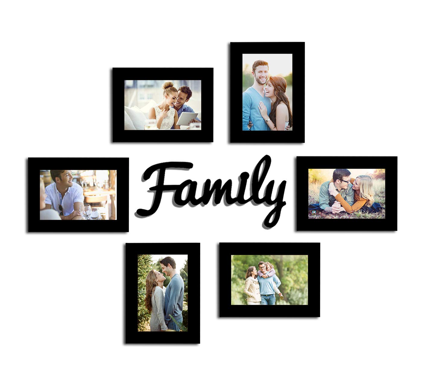 Art Street Family wall photo frame - Set of 6 photo frame and MDF Plaque