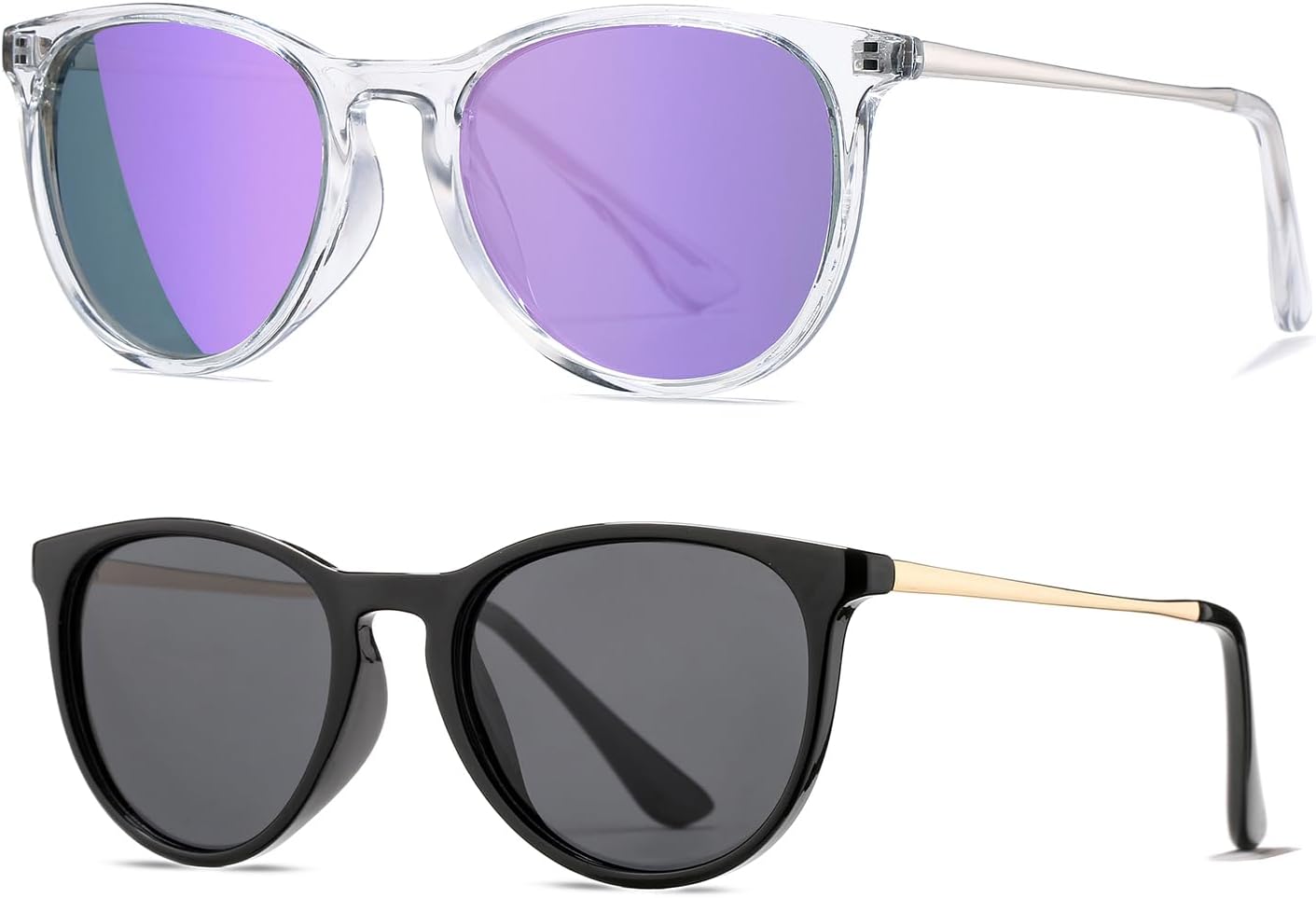 2 Pack(clear/Purple Mirror,gradient Brown Lens)