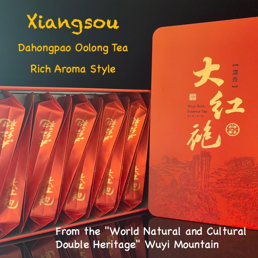 Xiangsou Dahongpao Oolong Tea,Wuyi Rock-Essence Tea,Wuyi Mountain Zhengyan Core Producing Area,Mellow Rock Rhyme,Rich Aroma Style,12bags/96g/3.39oz,Time-Honored Chinese Oolong Tea,Chinese Tea Gift