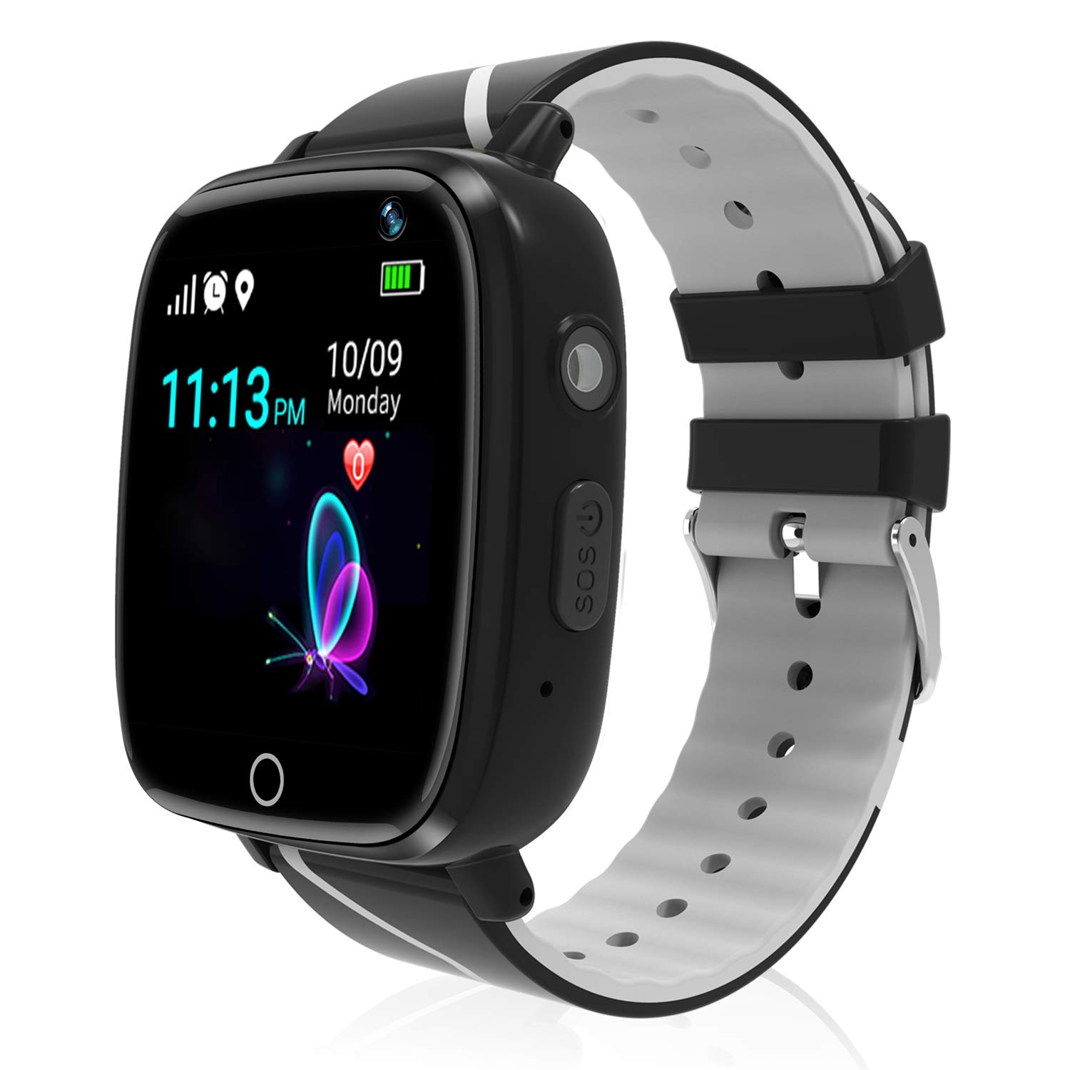 Kids Smart Watch,Children GPS Smartwatches with Call Voice Chat SOS Alarm Clock Camera Smart Watch for Children 4-12 Years Old Compatible with iOS / Android,Christmas Birthday Gifts for Kids (Black)
