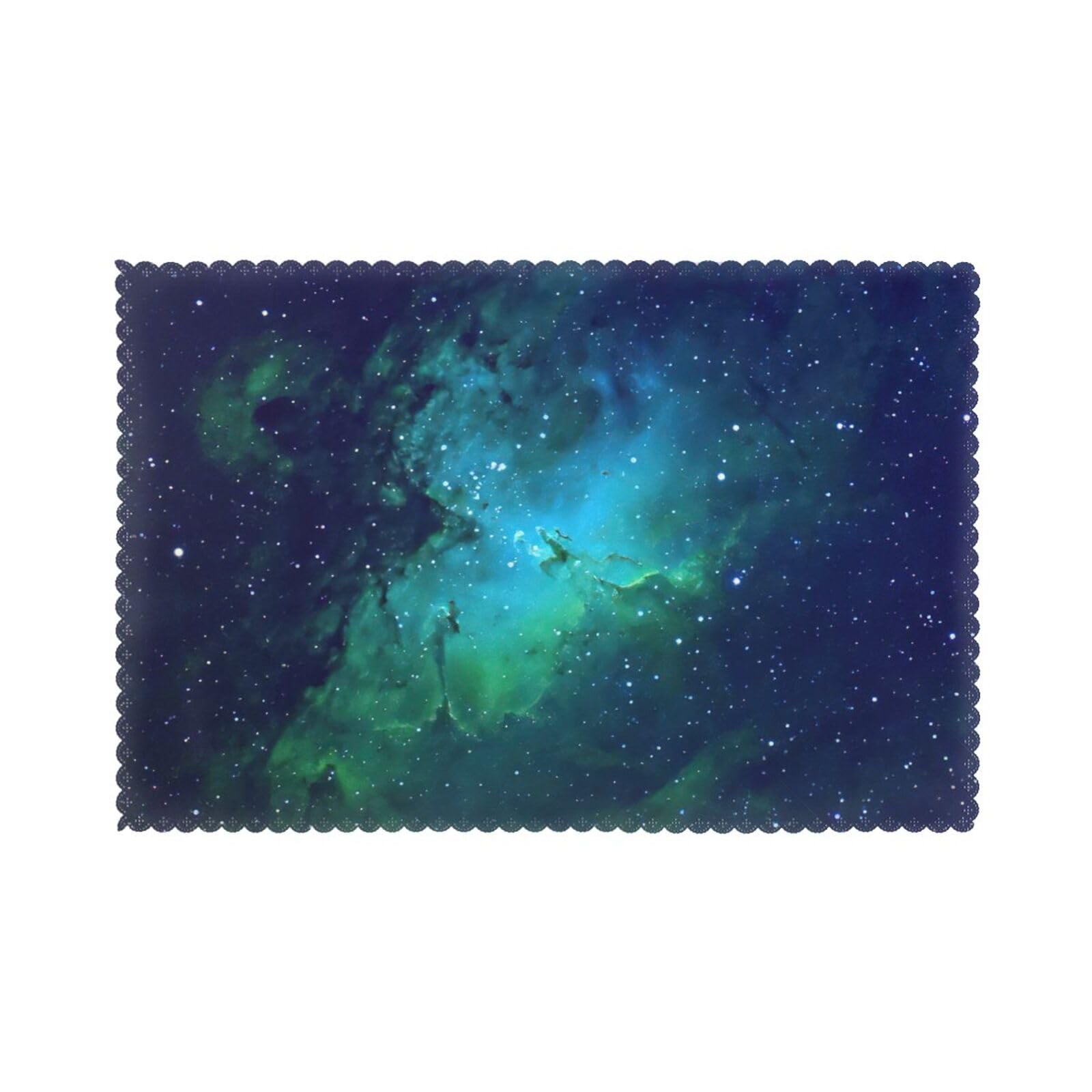 Set de table galaxie vert lot de 6 lavable polyester résistant chaleur 30x45 cm
