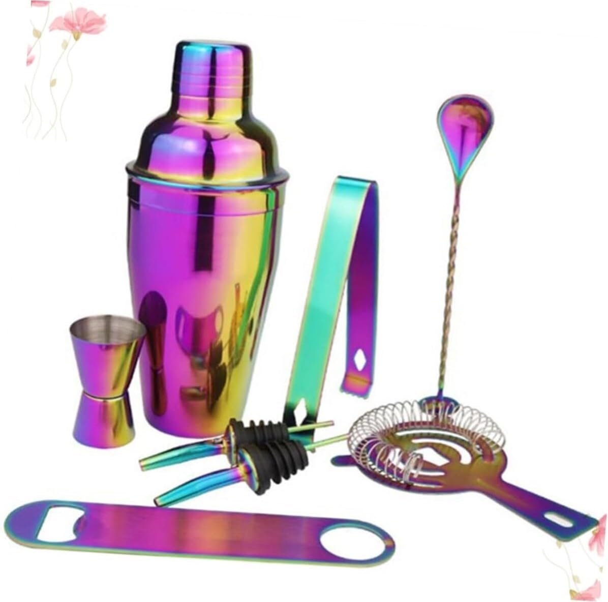 Kit de Coctelería 8 Uds Coctelera Colador Bar Mezclador Cuchara Cóctel Mezcla Cuchara Bar Accesorios Cóctel Kit Cocktail Cocktail Set(Color:A)