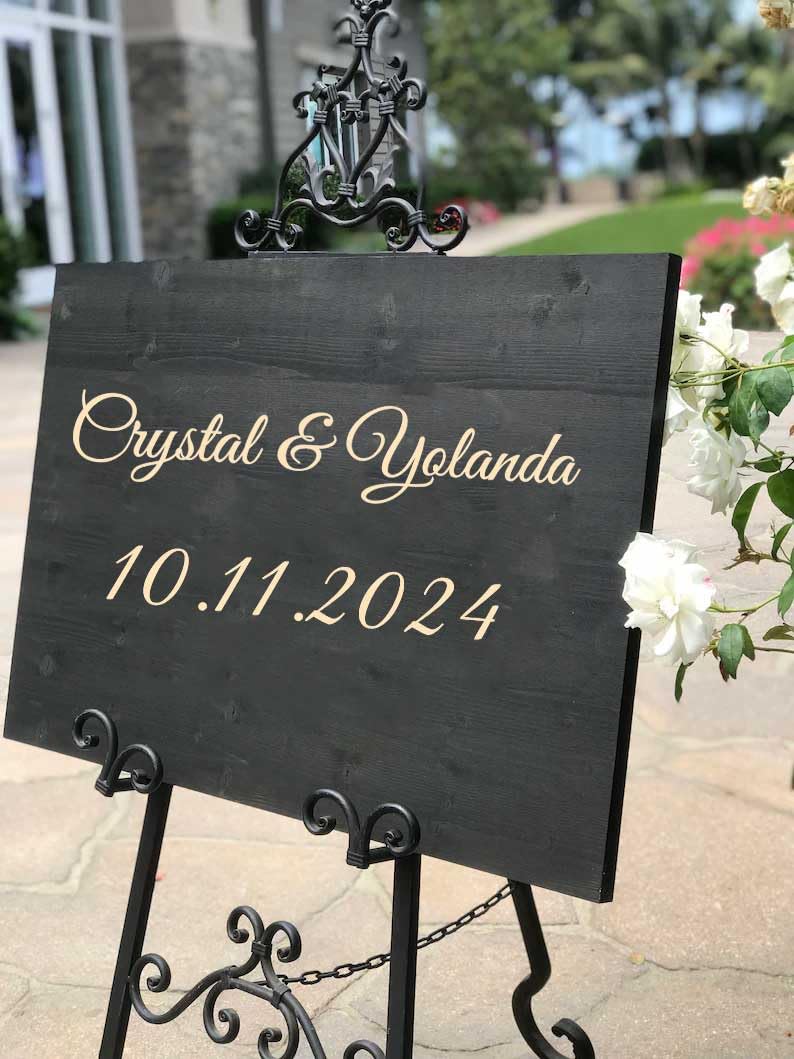 Personalisiertes Hochzeitsschild aus Holz, personalisierbar, "Welcome To Our Wedding Sign", Zeremonie und Empfangsschild, Brautparty, modern, minimalistisch, elegant, Hochzeitsdekoration