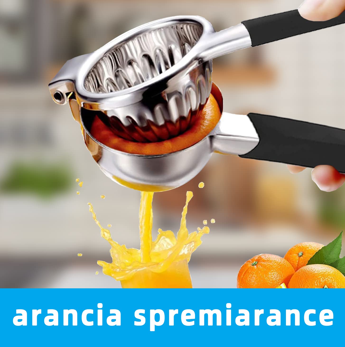 JOYIT Spremi Limone Manuale - Spremiagrumi Manuale in Acciaio Inossidabile, Spremi Lime con Tutti Gli Agrumi,Manico in Silicone, Anticorrosivo, Lavabile in Lavastoviglie (Nero)