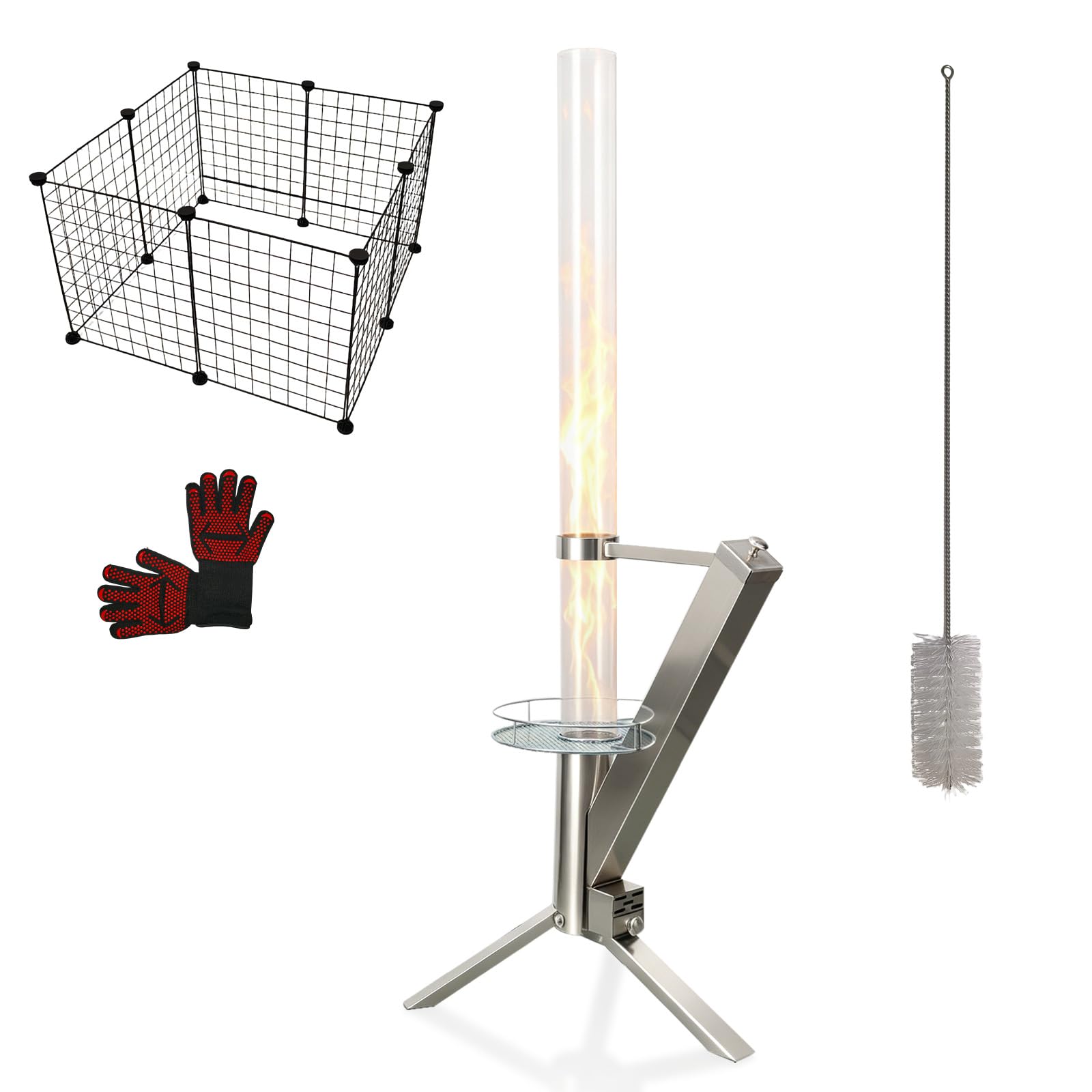 Chauffage de terrasse à granulés de bois extérieur poêle à fusée sans fumée 127cm