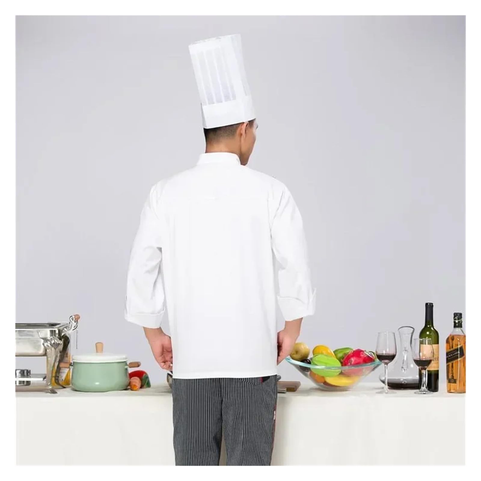 Giacca Chef Uomo Gli Chef dei ristoranti degli Hotel Indossano Abiti da Lavoro a Doppio Petto a Maniche Lunghe e Scarpe Cuoco for Uomo. Scarpe(XL)