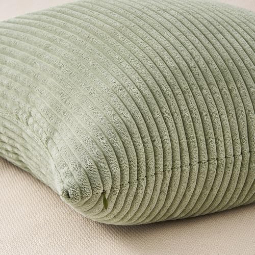 Image of Topfinel 20x20 Pillow Covers Set of 4 Mordern Nordic Green White Throw Pillow Cover Soft Corduroy Cushion Cases Spring Home Decor for Couch Bed Sofa Living Room Forest Green
