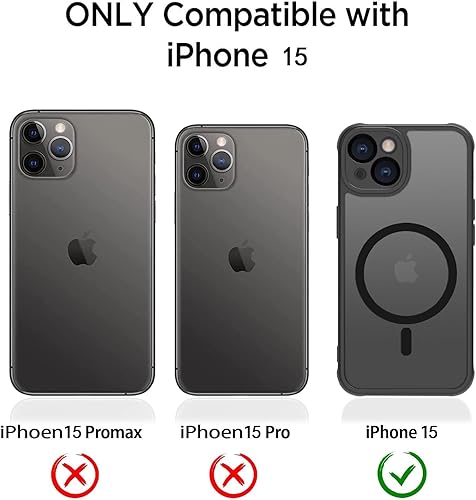 Miniatura 2 de GROZHJAL Funda magnética para iPhone 15, compatible con MagSafe, borde de silicona mate translúcida delgada, protección contra caídas de grado