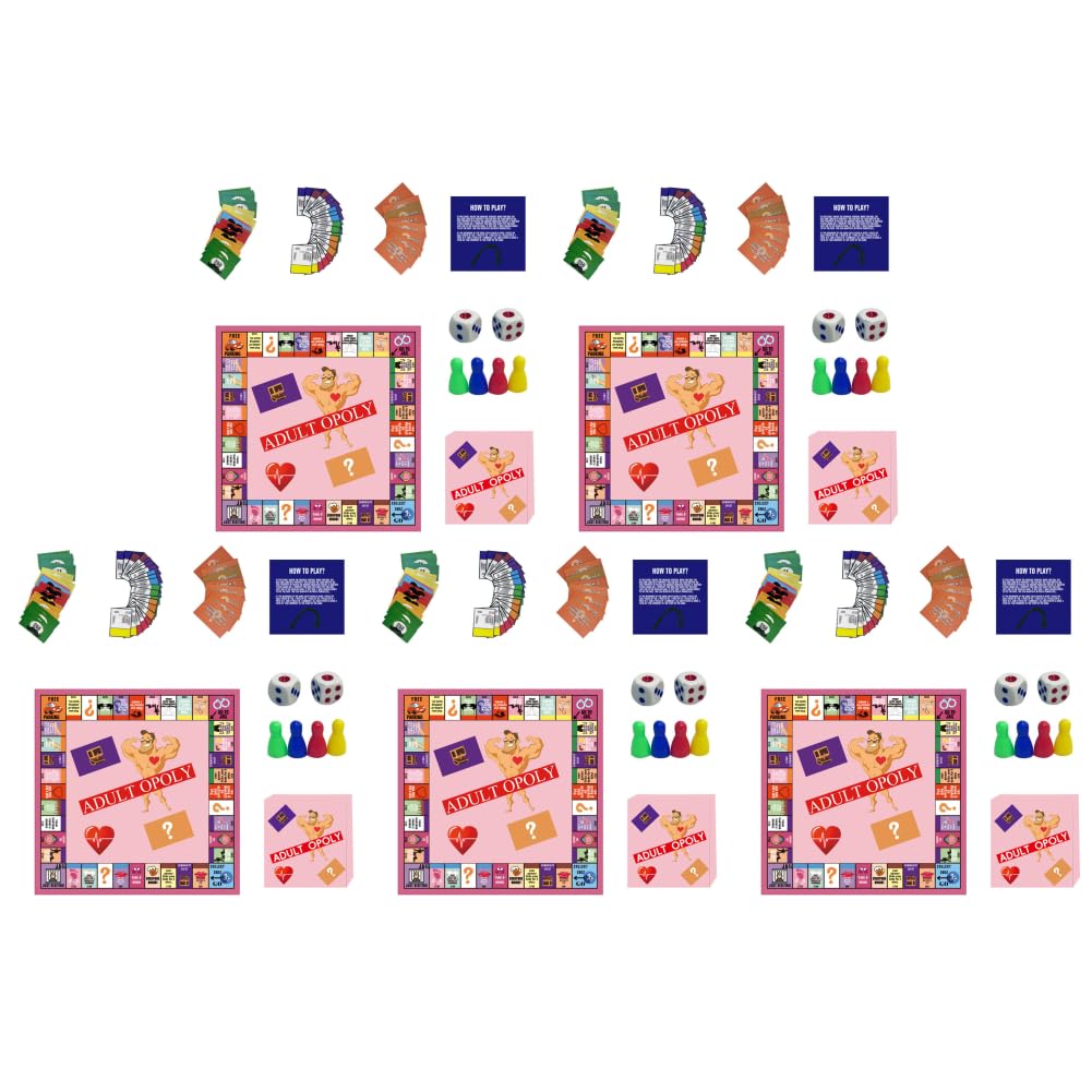 Set di 5 giochi per coppie – Gioco da tavolo Adultopoly per adulti, carte per la coppia, portatile, idee regalo per anniversario e San Valentino, perfetto per marito moglie, serata romantica