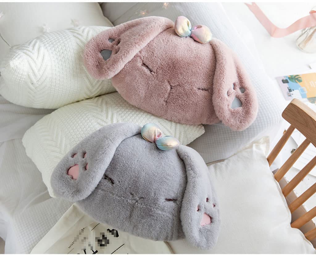 TIANYIA Réutilisable Jolie bouillotte électrique, bouillotte Grise avec Housse en Fausse Fourrure, Sac à Eau Chaude pour Chauffe-Mains et Pieds, Sac Chaud Portable