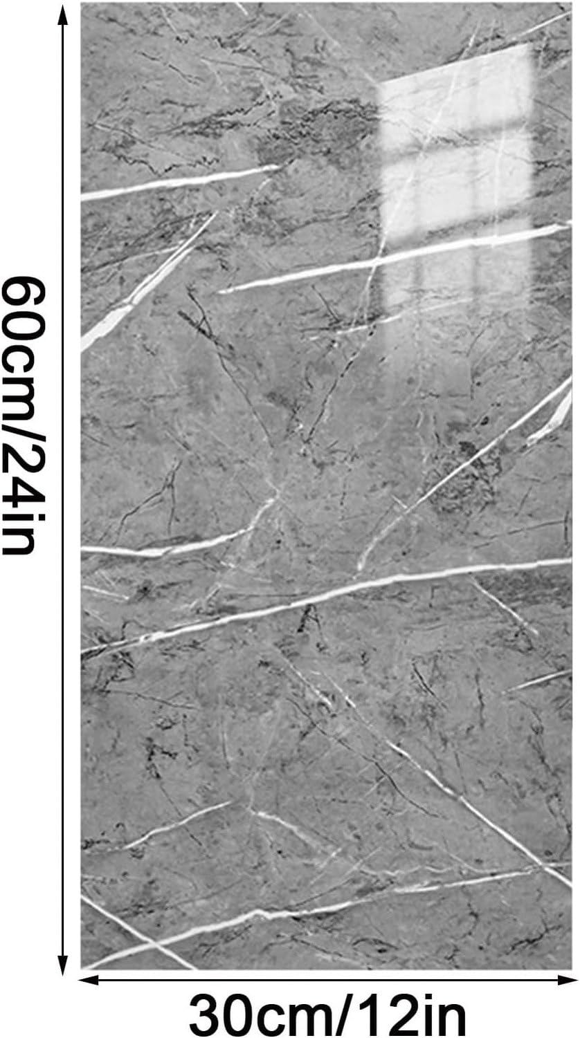Glänzende Marmor Wandpapier Granit Weiß/Grau Küchenarbeitsplatte Schrank Möbelrenovierung Dick Abziehbar Tapete Selbstklebend Rolle, J, 30x60cm(12 x24in) 5 PCS