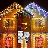 💡Breiter Anwendungsbereich: 2-in-1 warmweißes und mehrfarbiges Eiszapfenlicht, schafft eine helle und farbenfrohe fröhliche Atmosphäre für Sie. Diese mehrfarbigen Eiszapfenlichter sind ideal für Weihnachten, Hochzeiten, Partys, besondere Anlässe, ideal für Gärten, Terrassen, Höfe, Dächer, Terrasse und mehr.