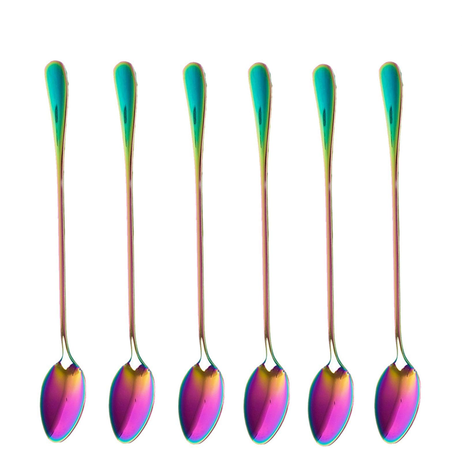 Cuillère à long manche en acier inoxydable robuste style arc-en-ciel