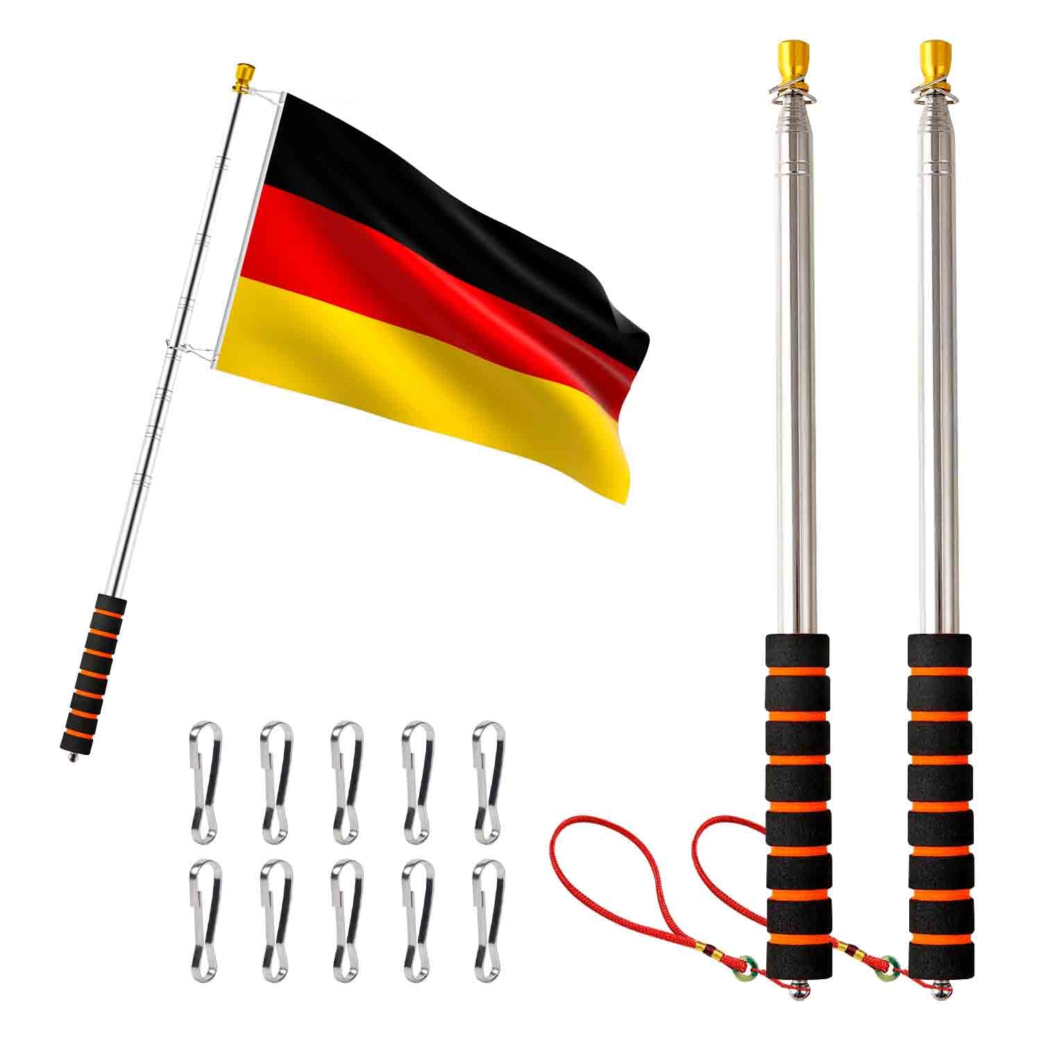 PATIKIL 4 Feet Telescopic Handheld Flagpoles, Non-Slip Sponge Handl